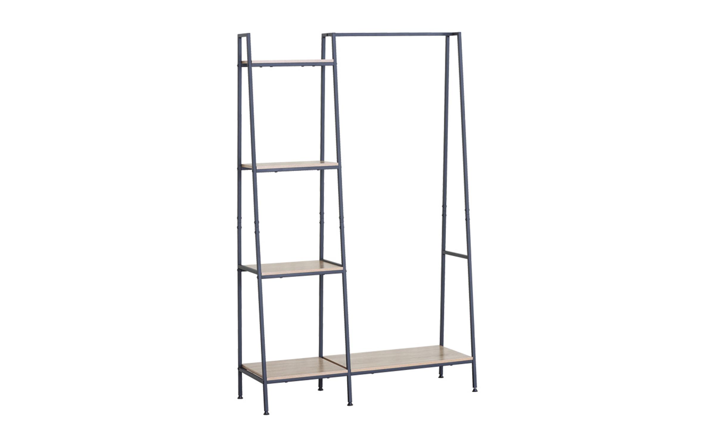 Etajera pentru haine + rafturi Harvi, stejar + negru  2