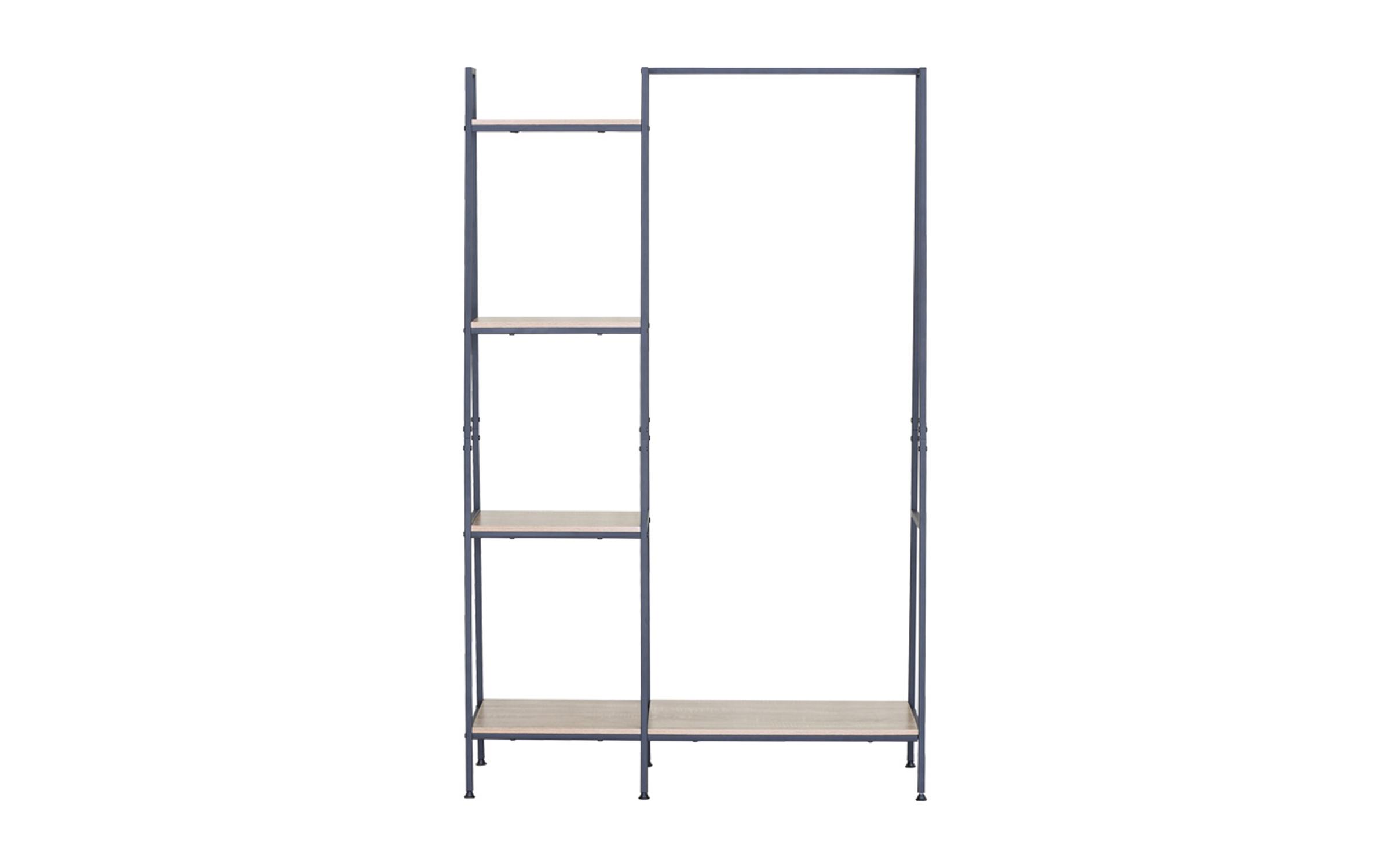 Etajera pentru haine + rafturi Harvi, stejar + negru  3