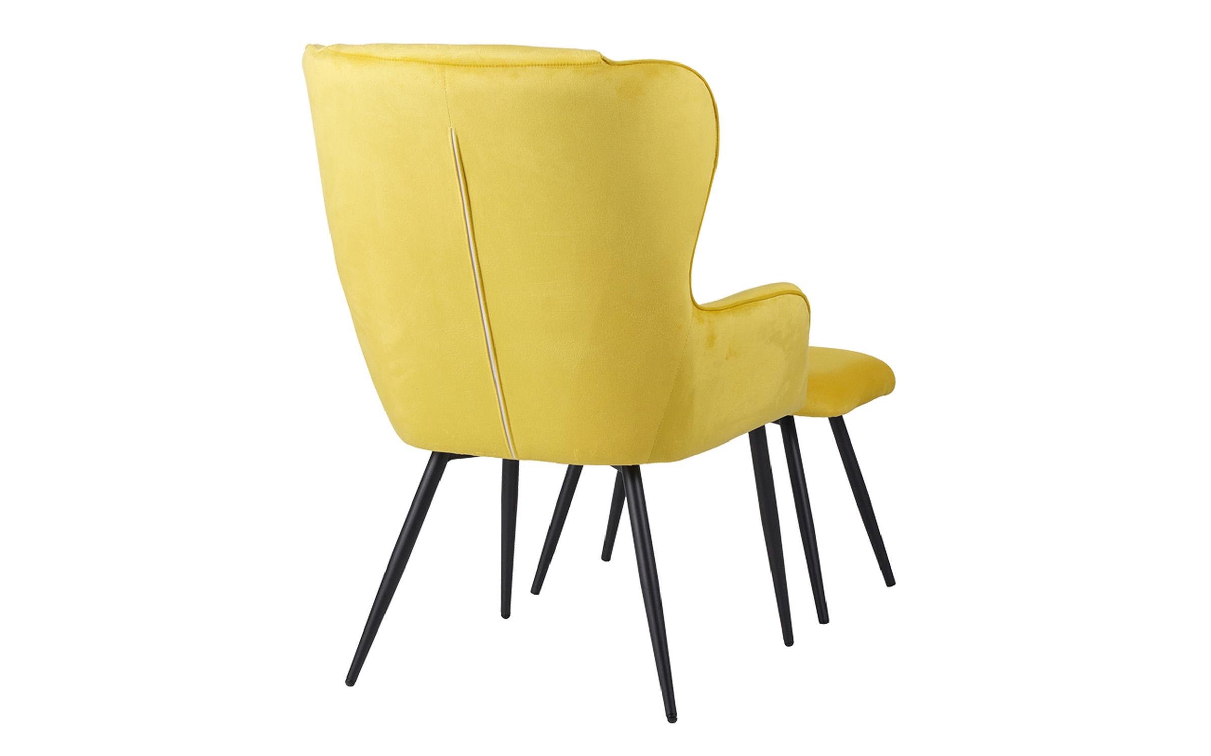 Fotoliu + taburet Rueda, galben + negru  3