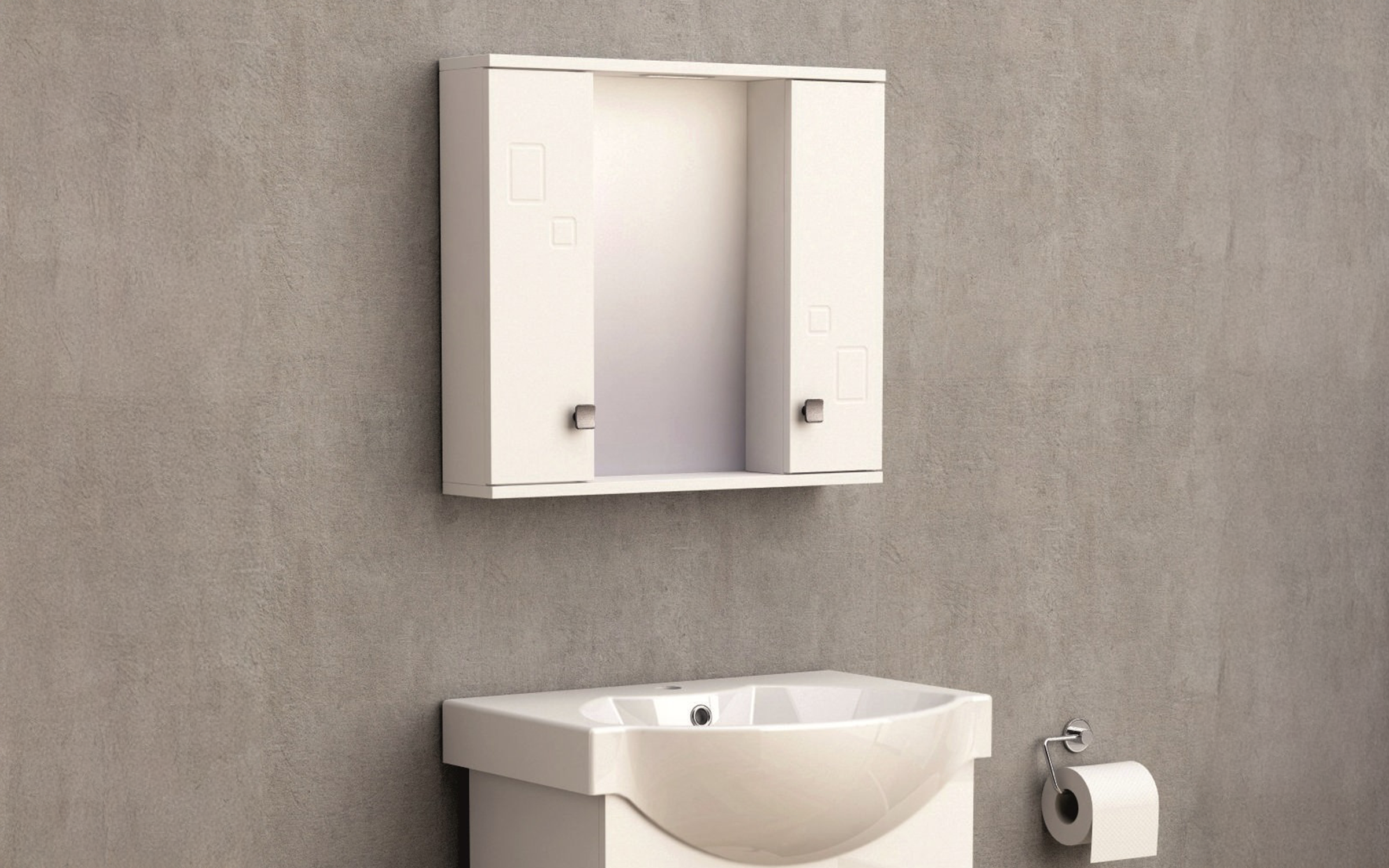 Dulap PVC pentru baie cu oglinda ICMC1034-60 PVC dulap cu oglinda pentru baie, alb  1