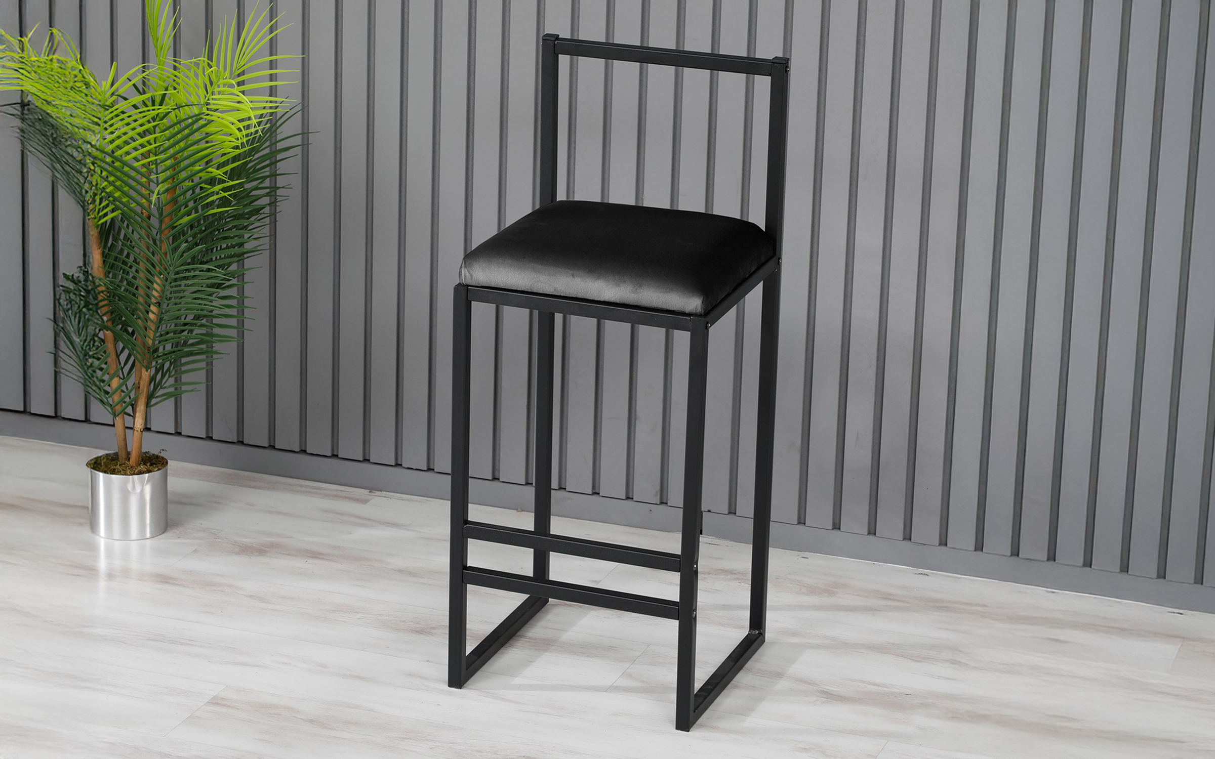 Scaun de bar Nordic, negru  1