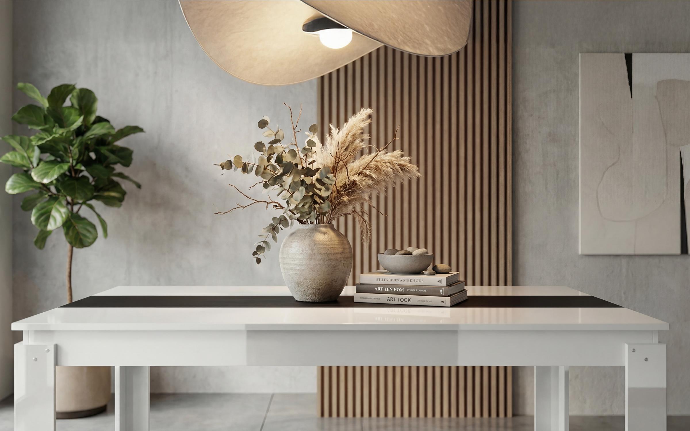 Masa dining Fenix 140, alb + negru lucios  3