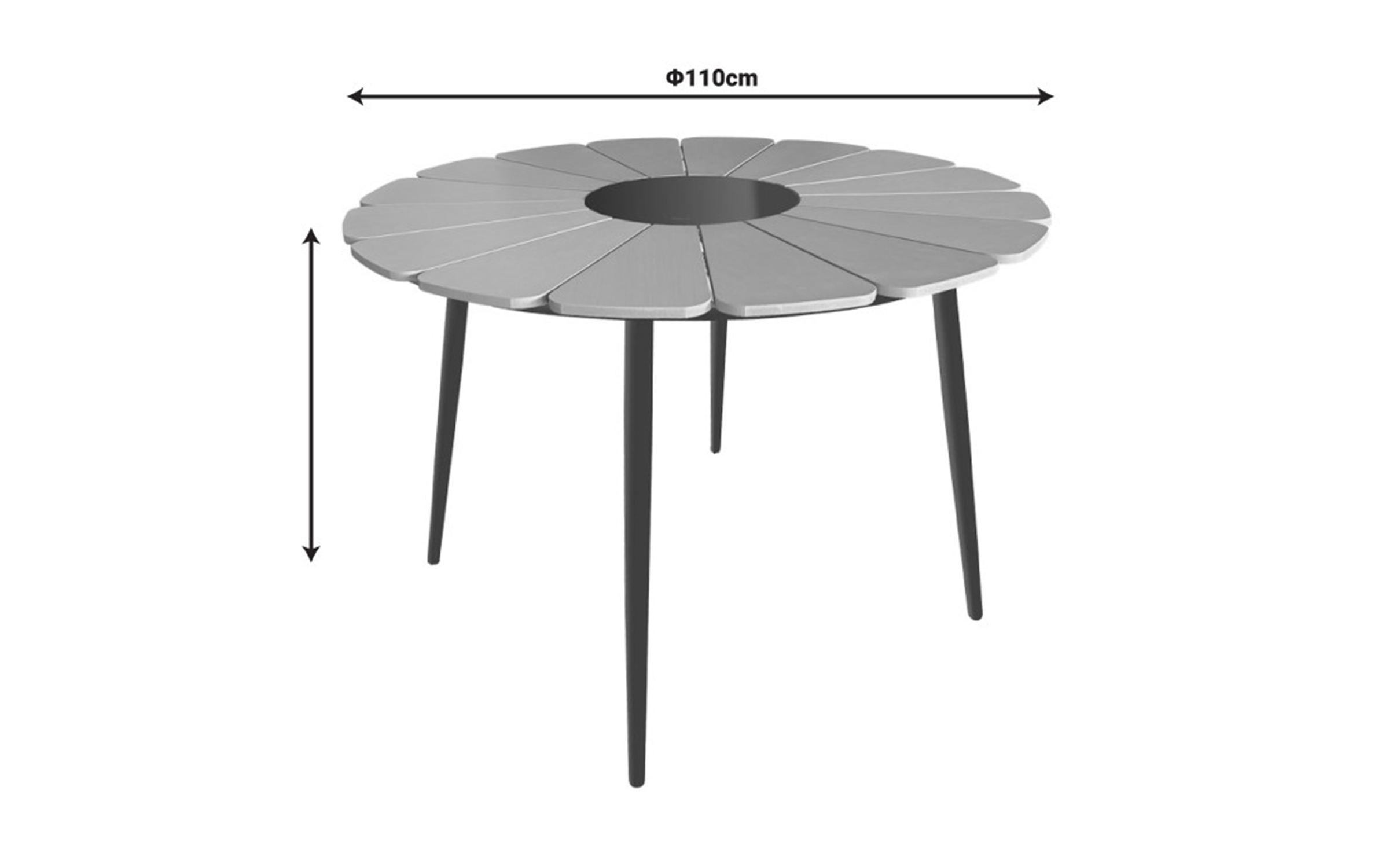 Masa de gradina Pinup, natural + negru  2