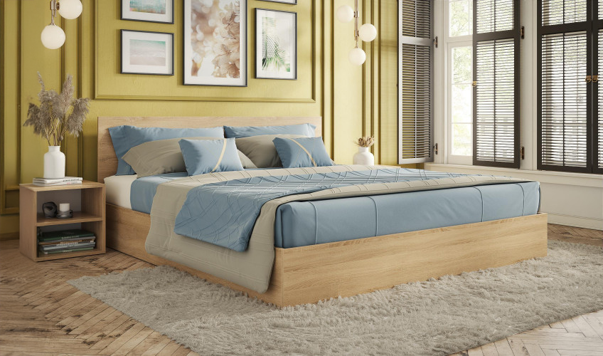 Set Pat dublu Izi 164/190 + 2 buc. noptiera Izi, stejar sonoma  1