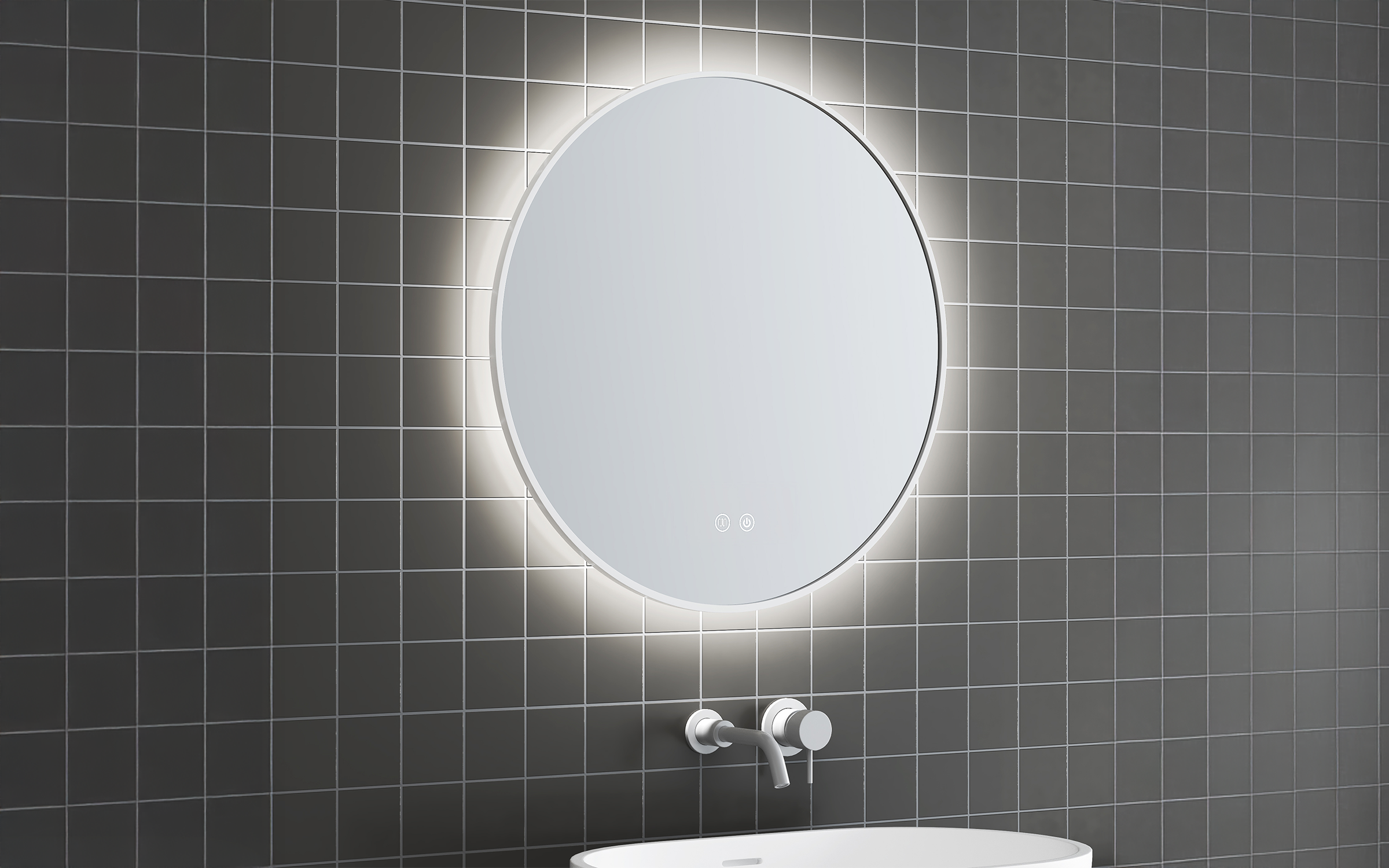 1855-60W Oglinda pentru baie cu iluminare LED, 60/60 cm  2