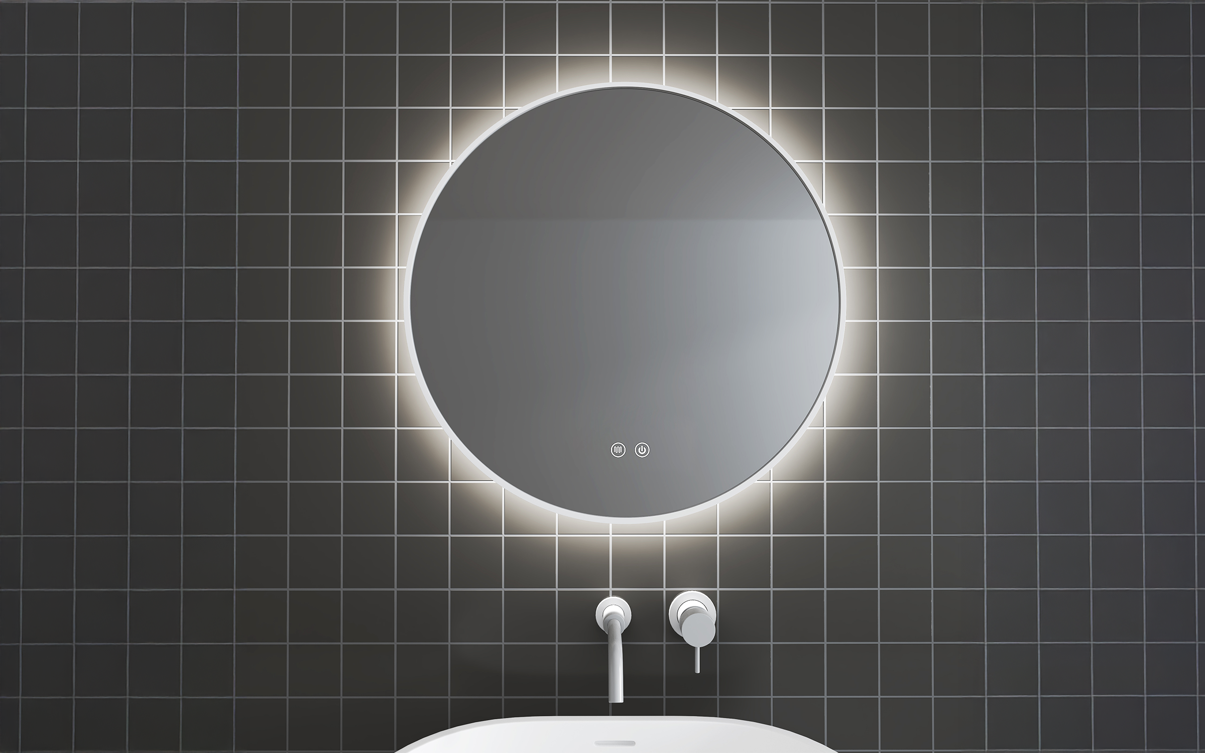 1855-80W Oglinda pentru baie cu iluminare LED, 80/80 сm  1