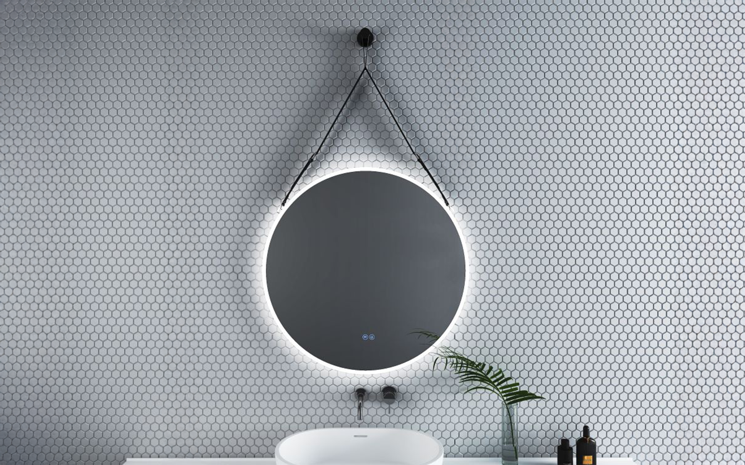 1909BLACK Oglinda pentru baie cu iluminare LED, 80/80 сm  1