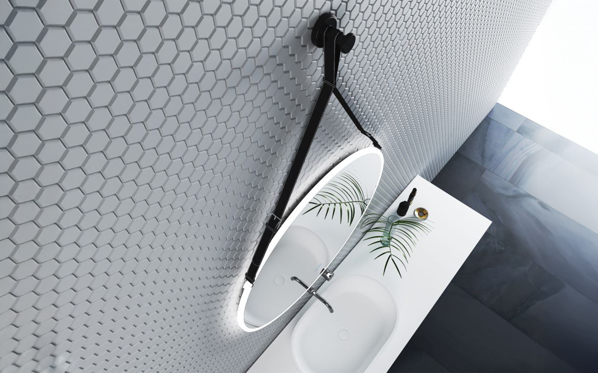 1909BLACK Oglinda pentru baie cu iluminare LED, 80/80 сm  3