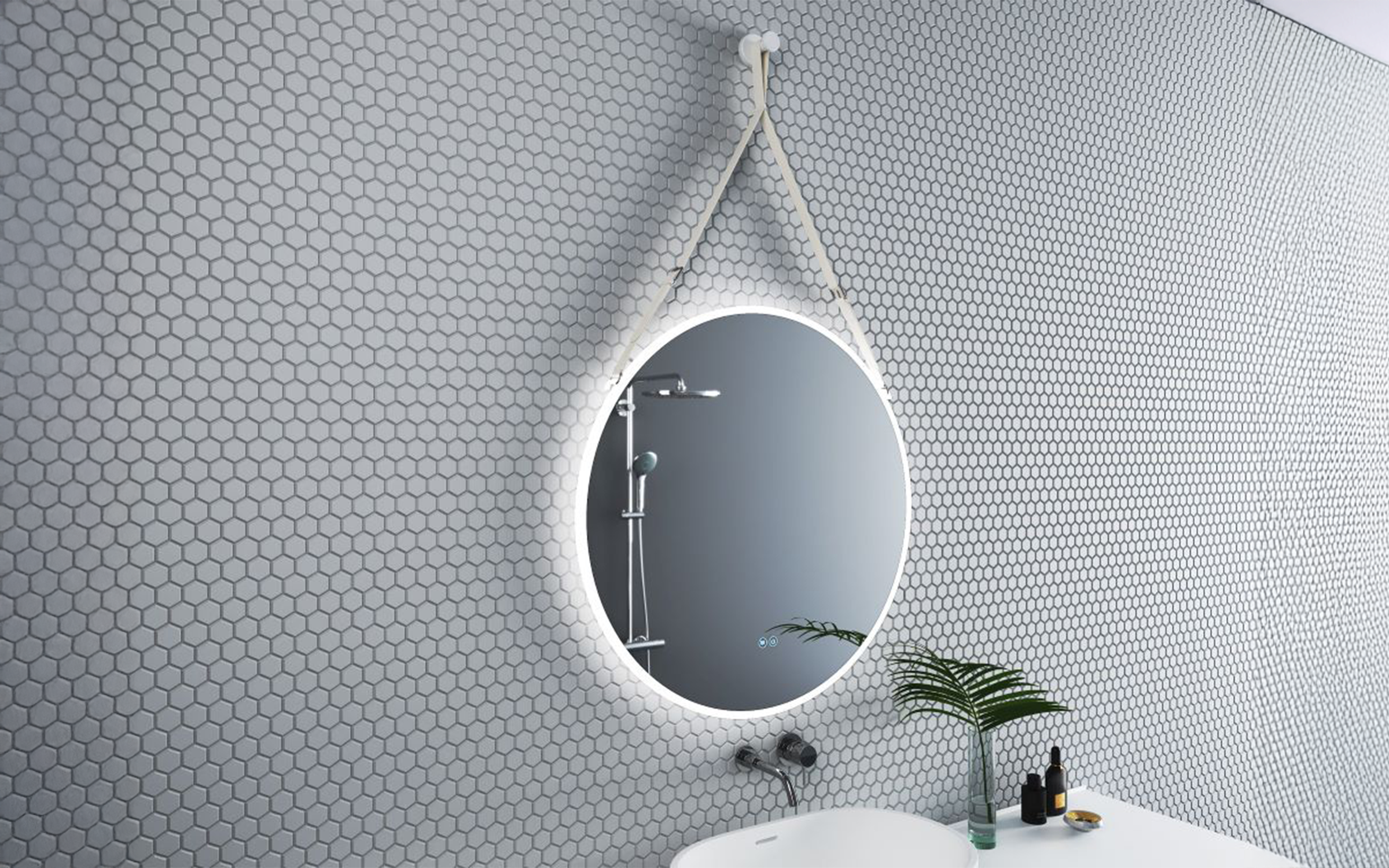 1909WHITE Oglinda pentru baie cu iluminare LED, 80/80 сm  2