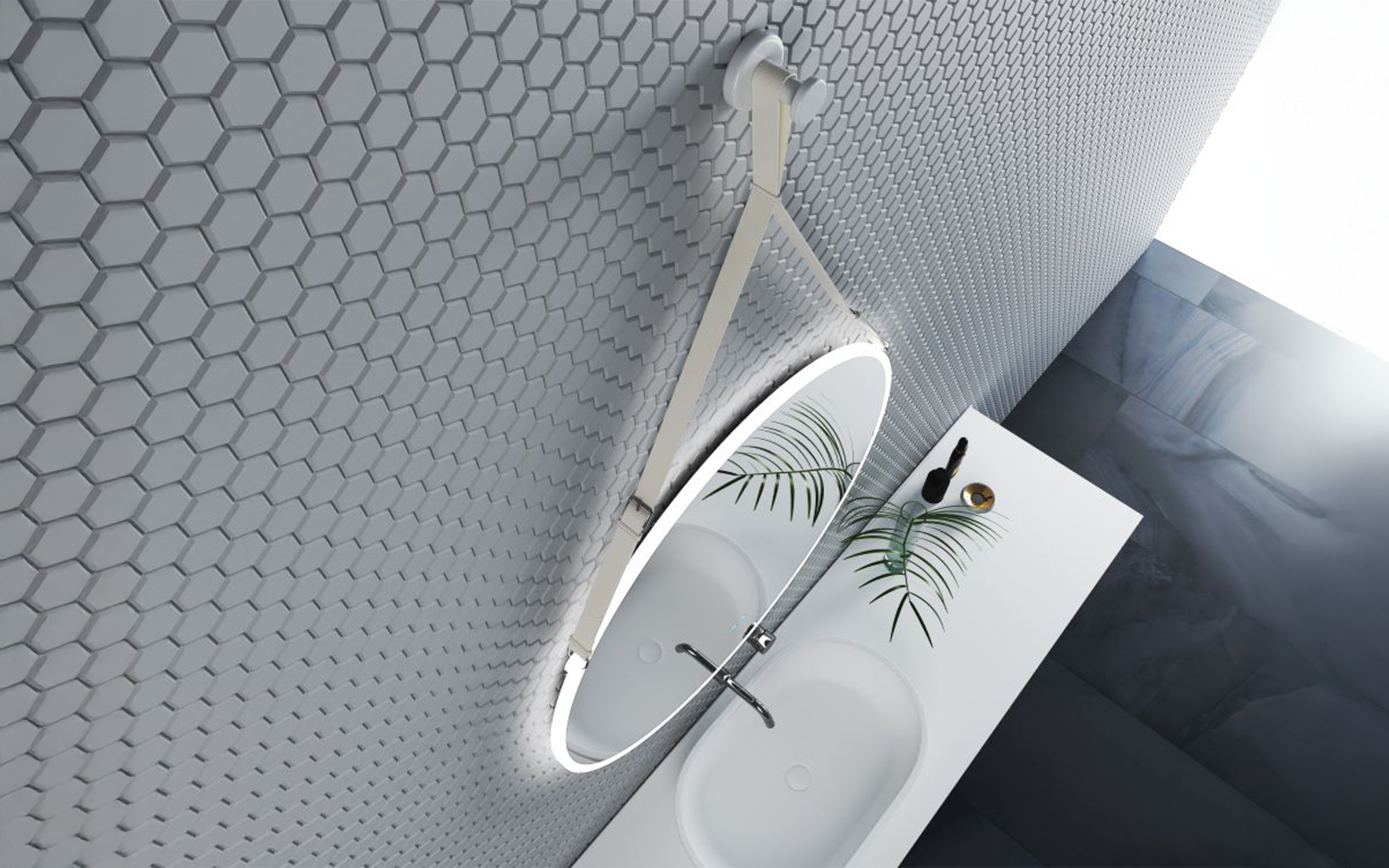 1909WHITE Oglinda pentru baie cu iluminare LED, 80/80 сm  3