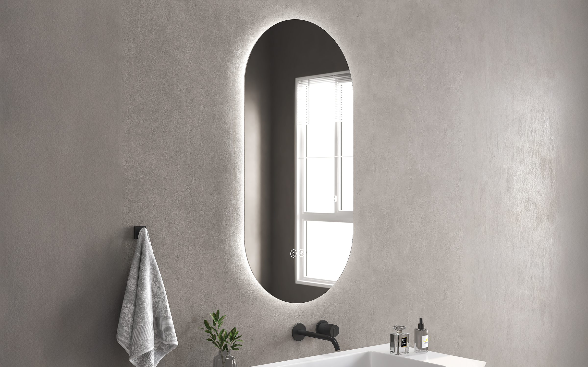 1955-40 Oglinda pentru baie cu iluminare LED, 40/80 сm  2