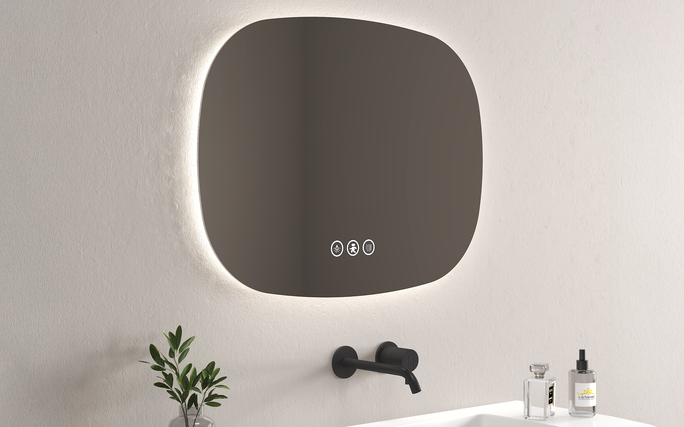 1958 Oglinda pentru baie cu iluminare LED, 80/60 сm  2