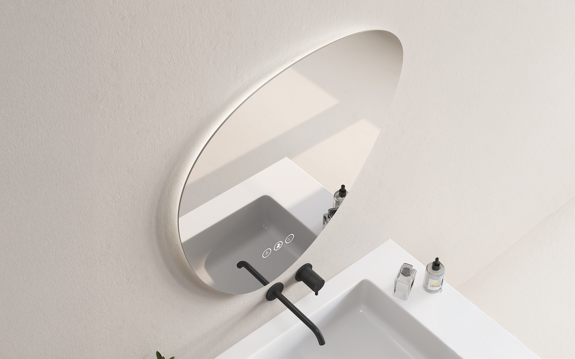 1959 Oglinda pentru baie cu iluminare LED, 80/80 сm  3