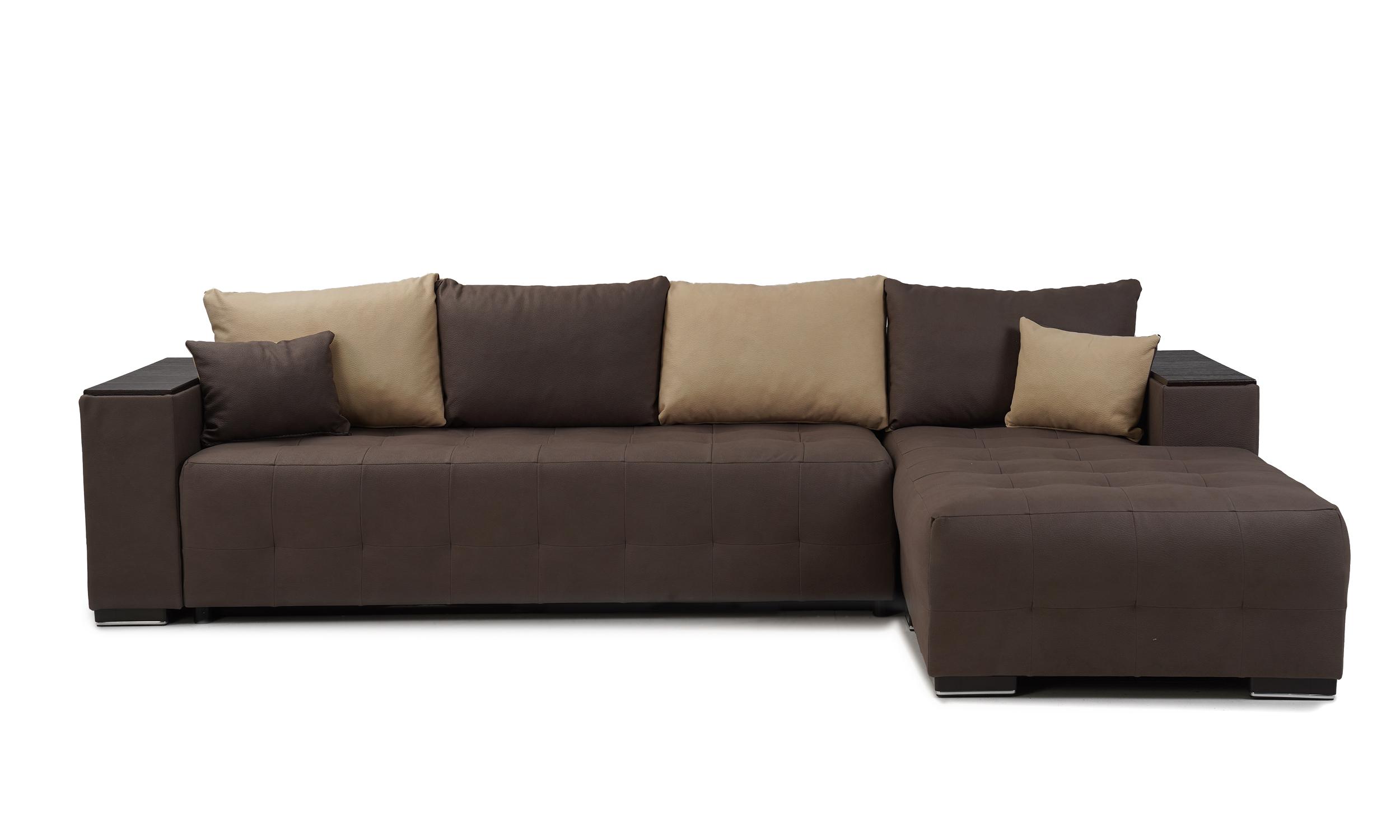 Coltar extensibil Melvin cu brat mini etajera, maro + bej  1
