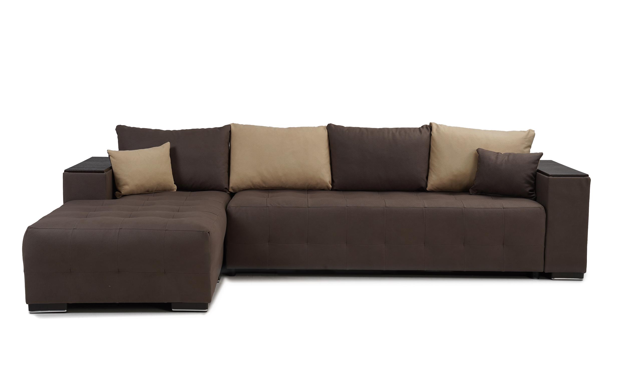 Coltar extensibil Melvin cu brat mini etajera, maro + bej  2