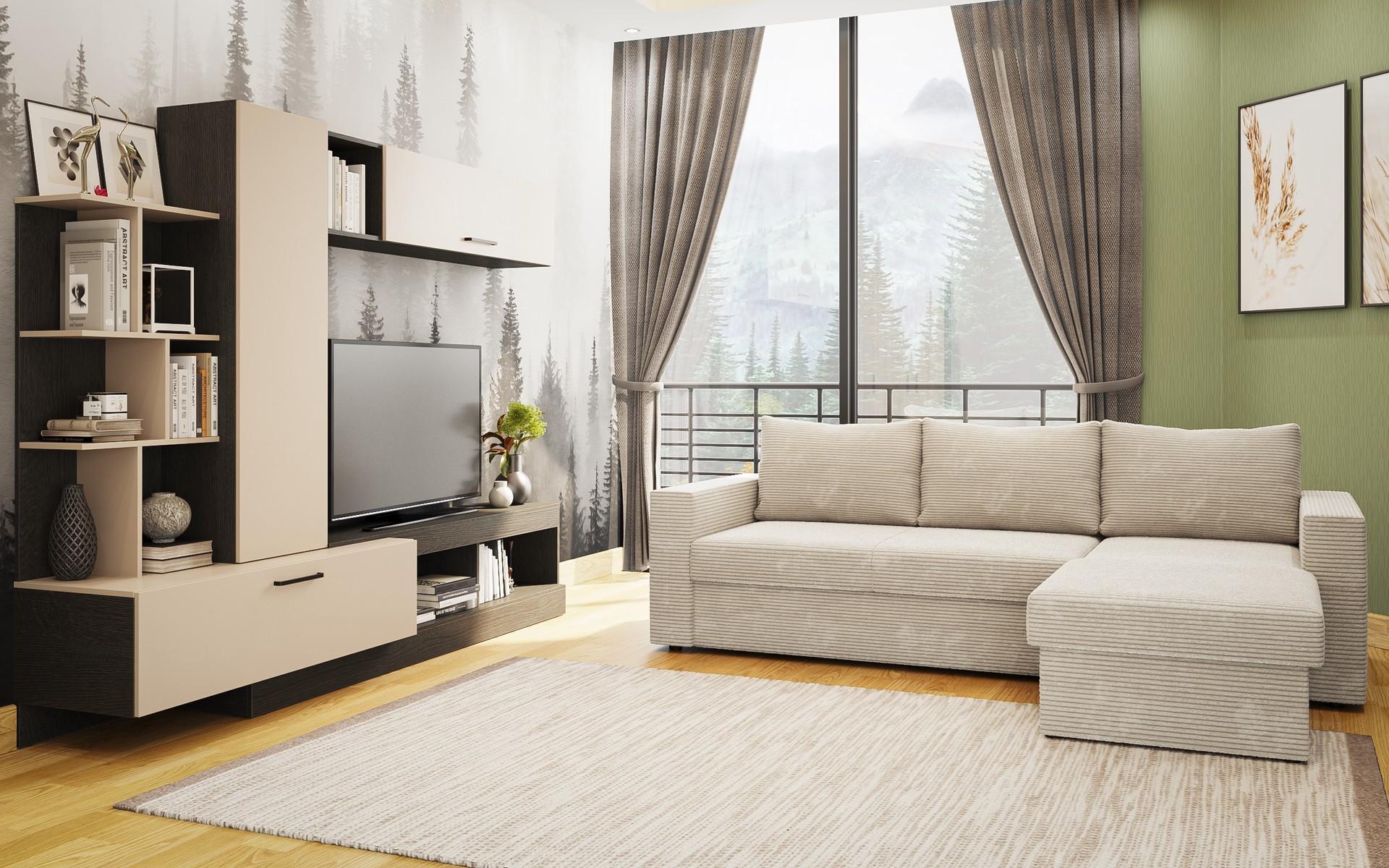 Colectia Emily 1 pentru camera de zi, bej + casmir + stejar antracit  1