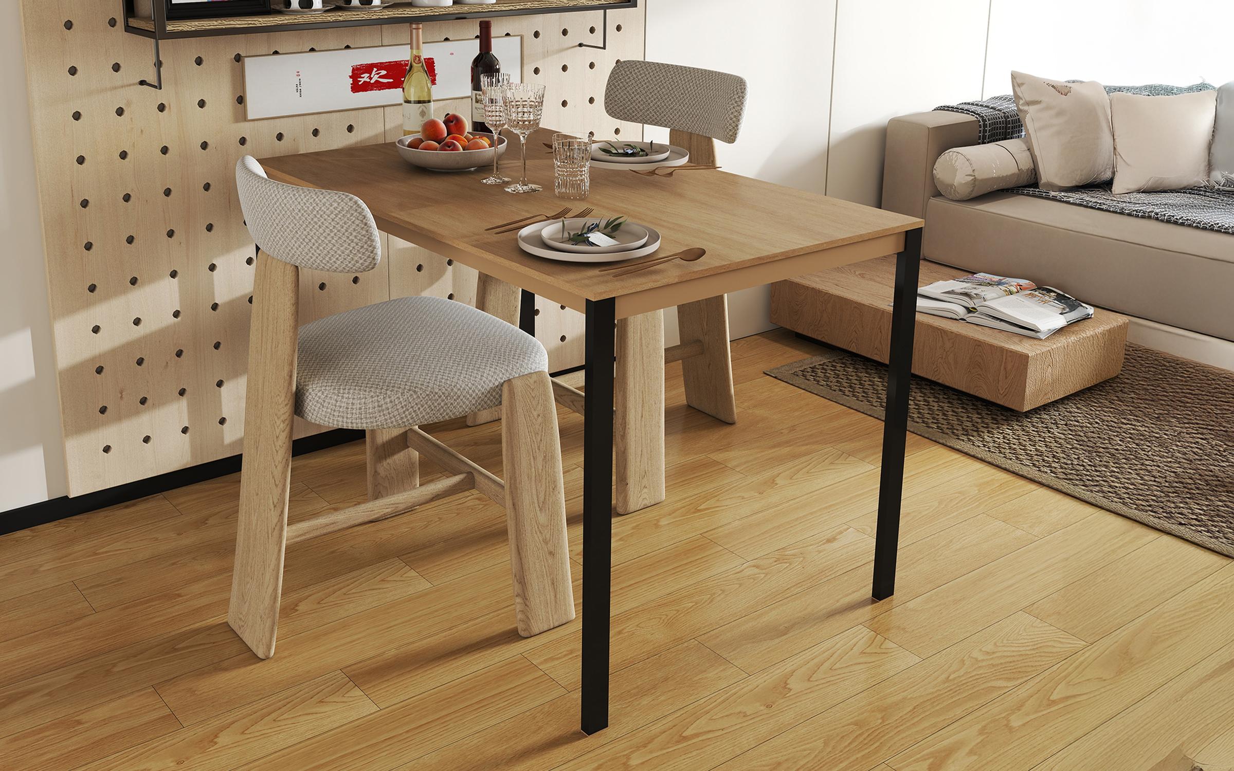 Masa dining Faraggio, natural + negru  1