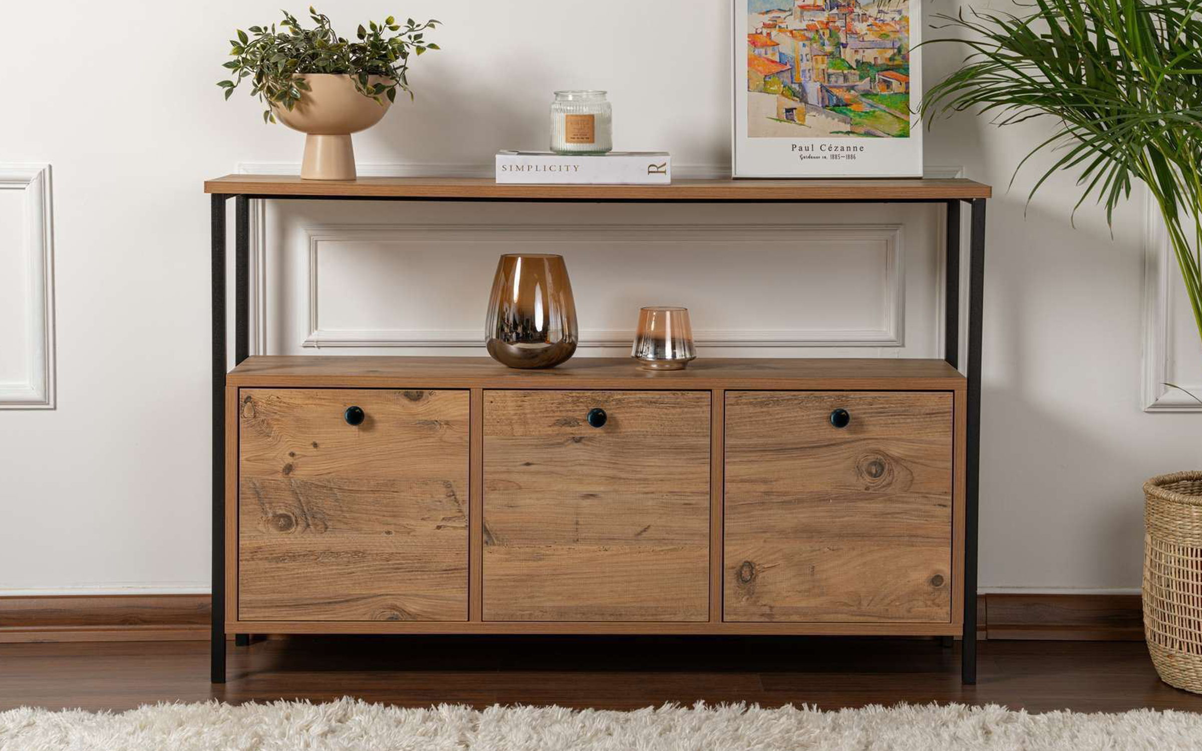 Comoda Prego, pin atlantic + negru  2