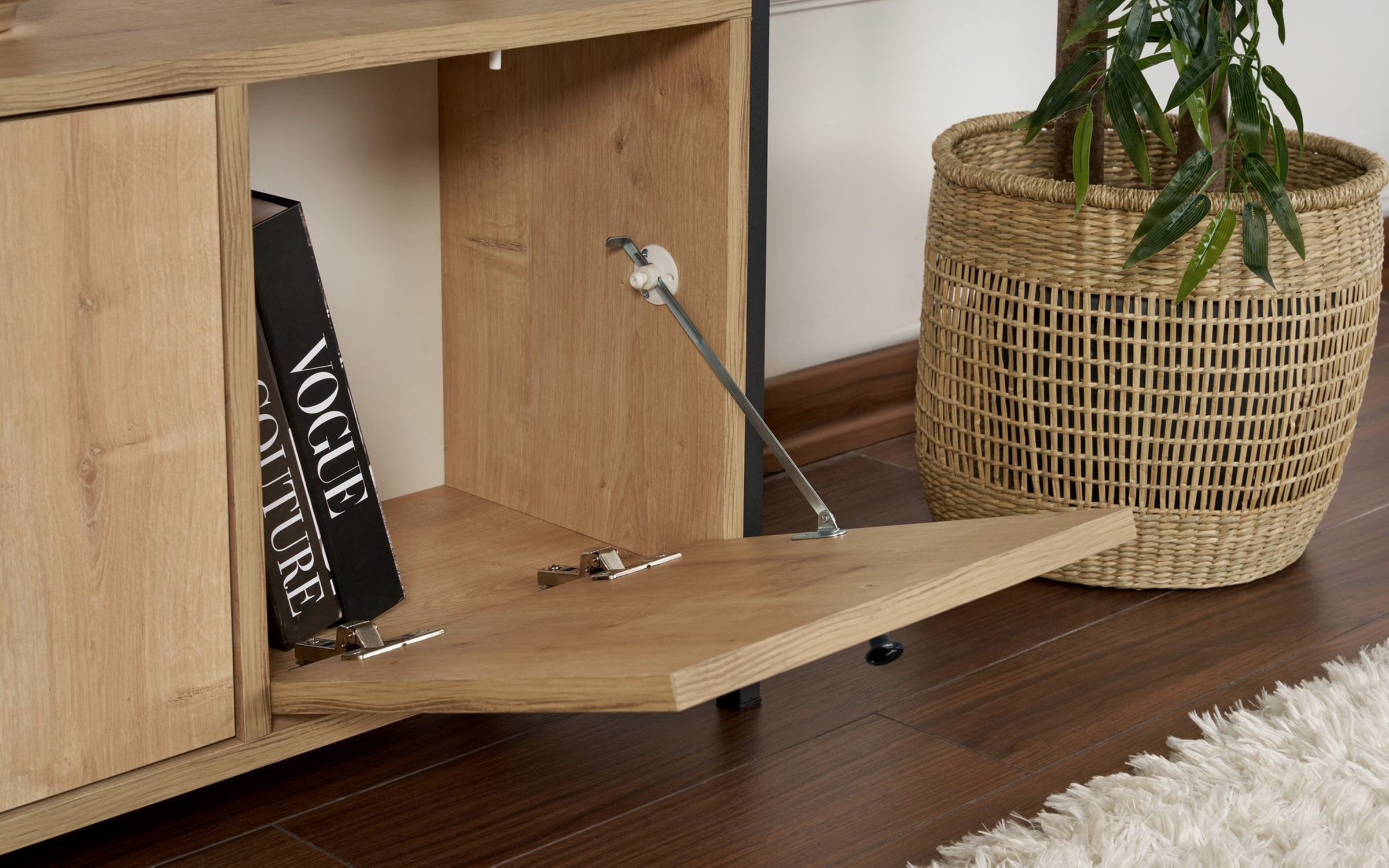 Masa consola Solans, stejar + negru  5