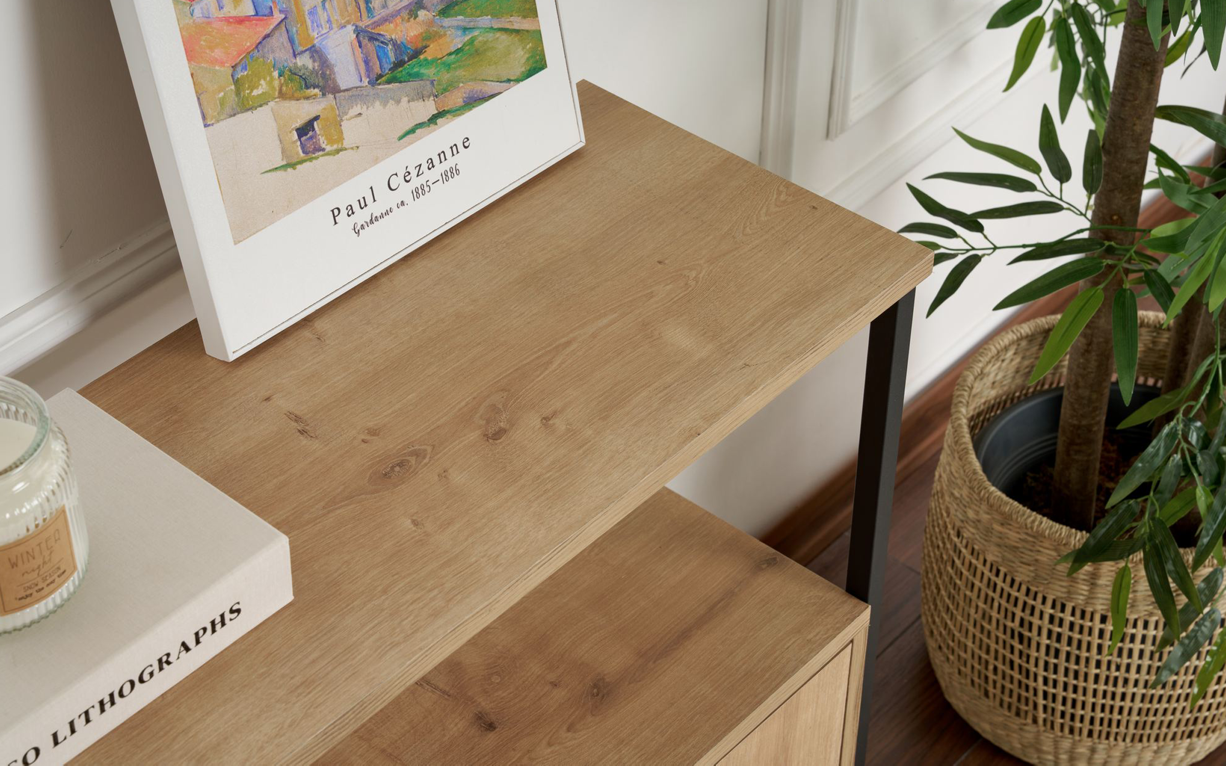 Masa consola Solans, stejar + negru  6