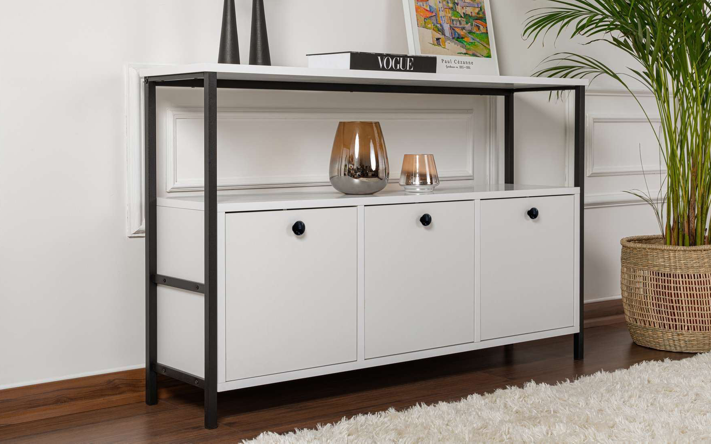 Masa consola Solans, alb + negru  3