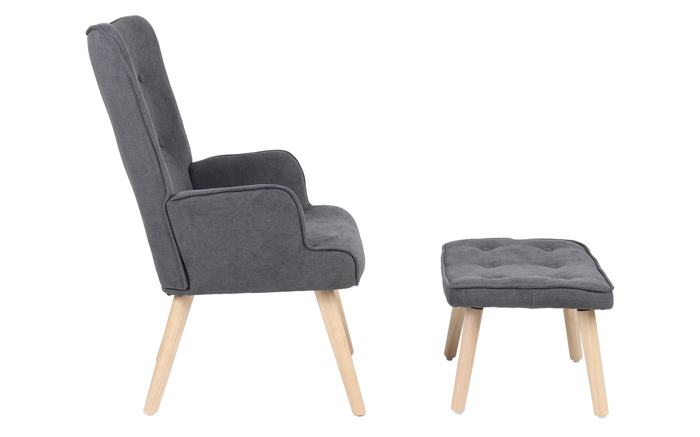 Fotoliu + taburet Melisia, gri inchis + natural  3