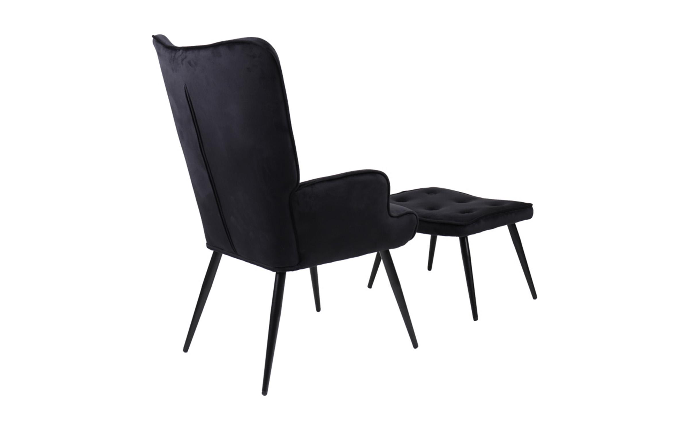 Fotoliu + taburet Siela, negru  2