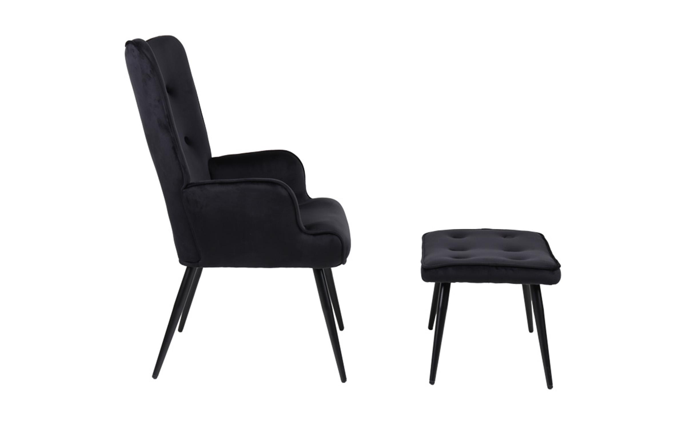 Fotoliu + taburet Siela, negru  3