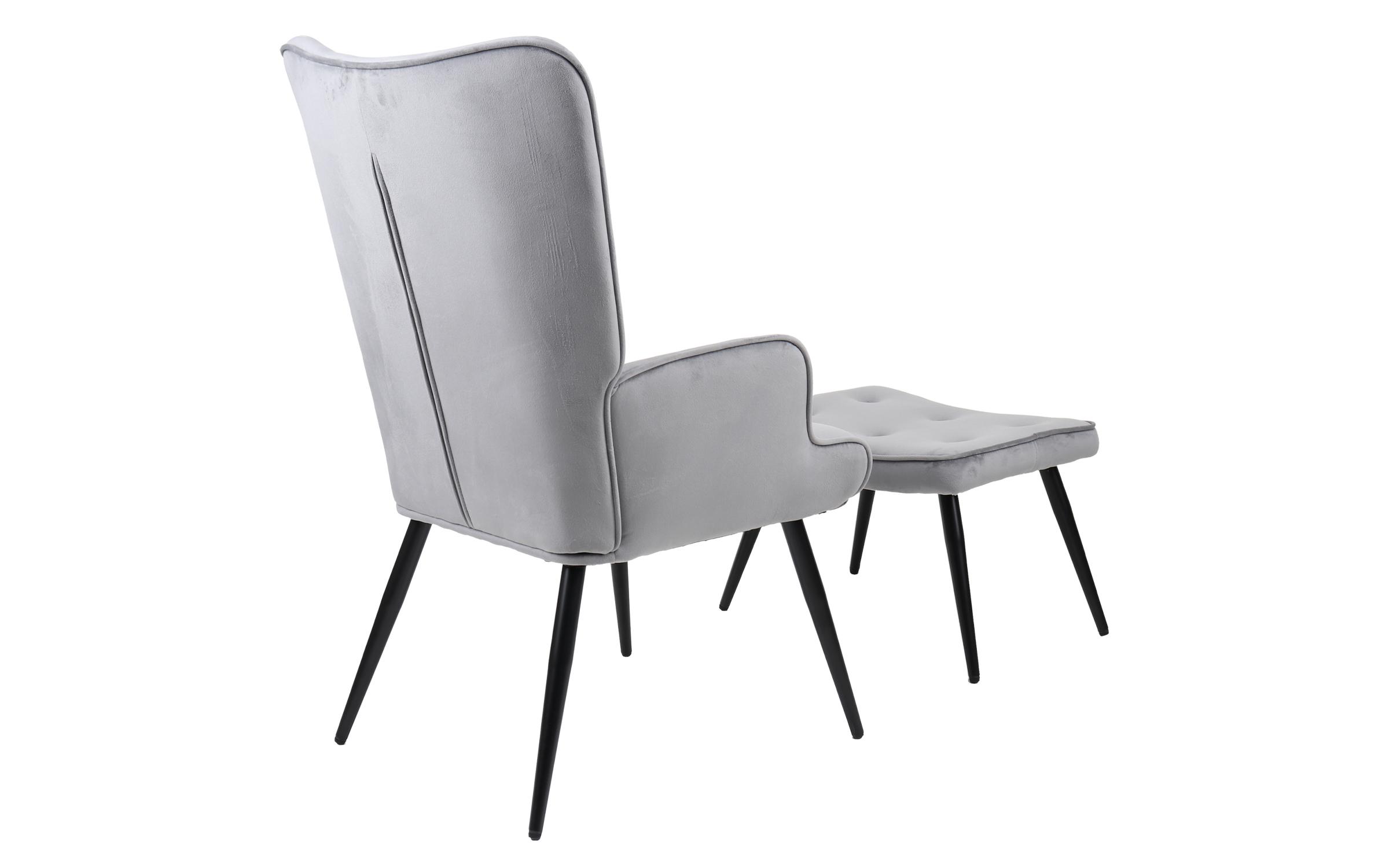 Fotoliu + taburet Siela, gri + negru  4