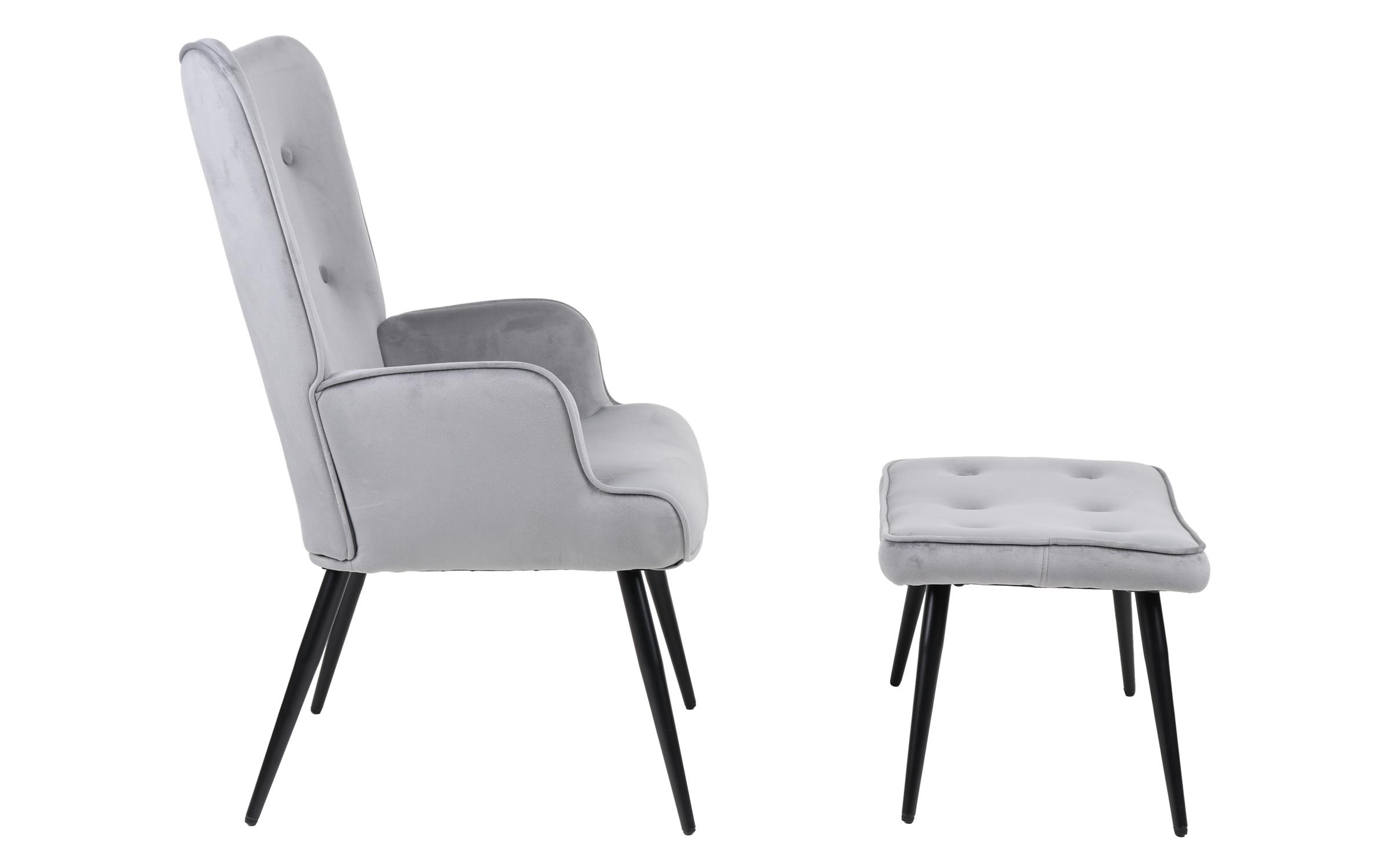 Fotoliu + taburet Siela, gri + negru  3