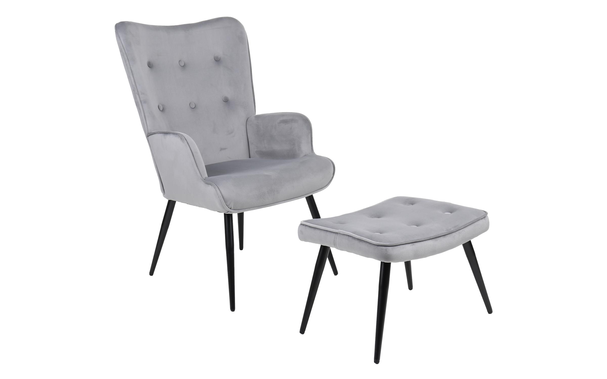 Fotoliu + taburet Siela, gri + negru  1