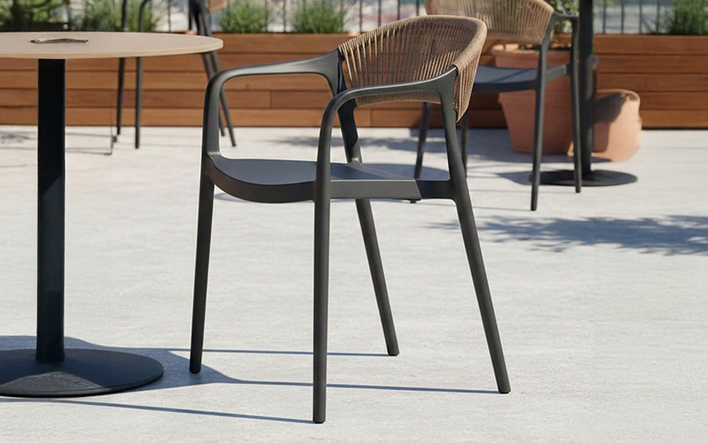 Scaun de gradina Ankara, negru + natural  1