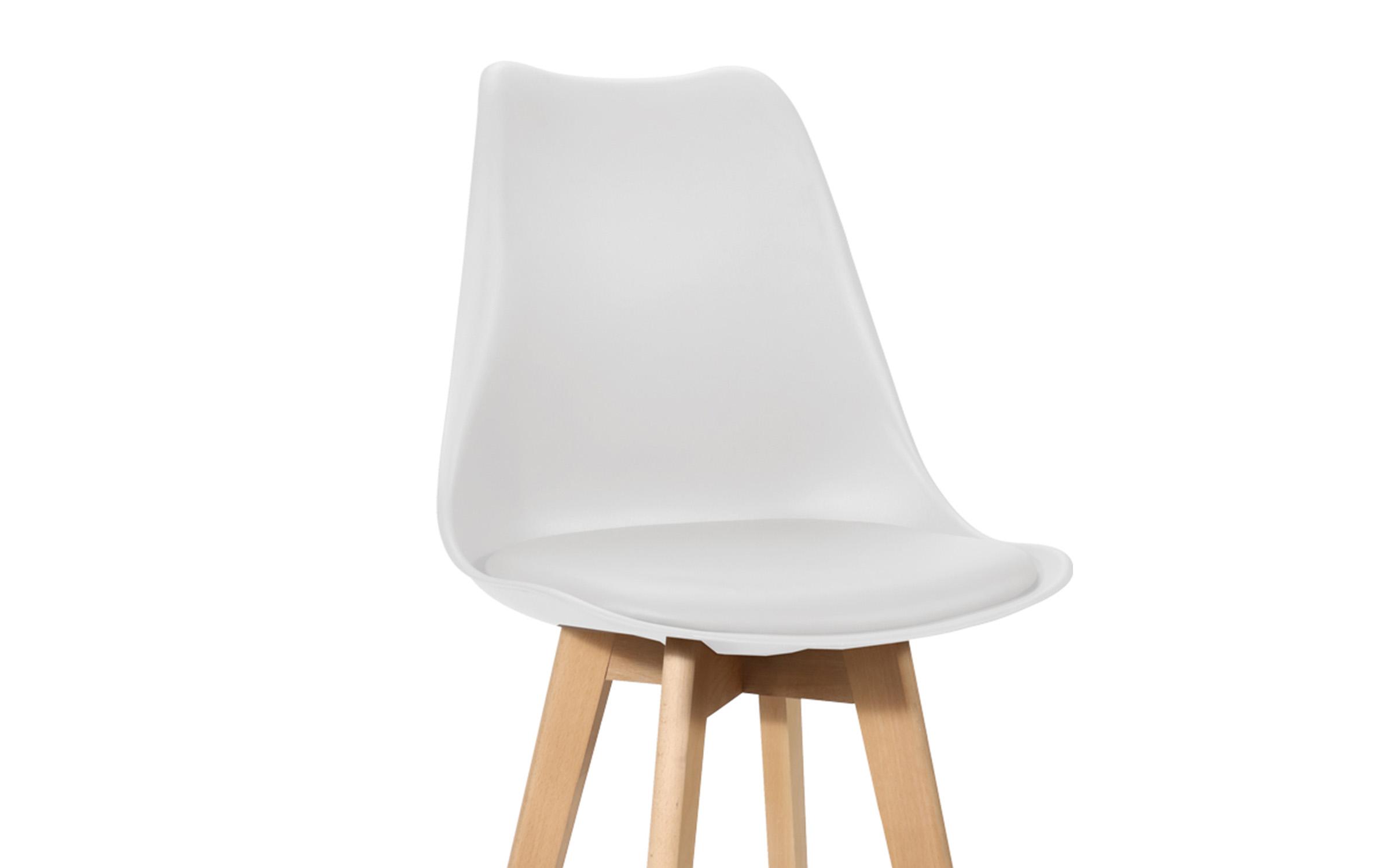 Scaun de bar Gaston, alb + natural  4