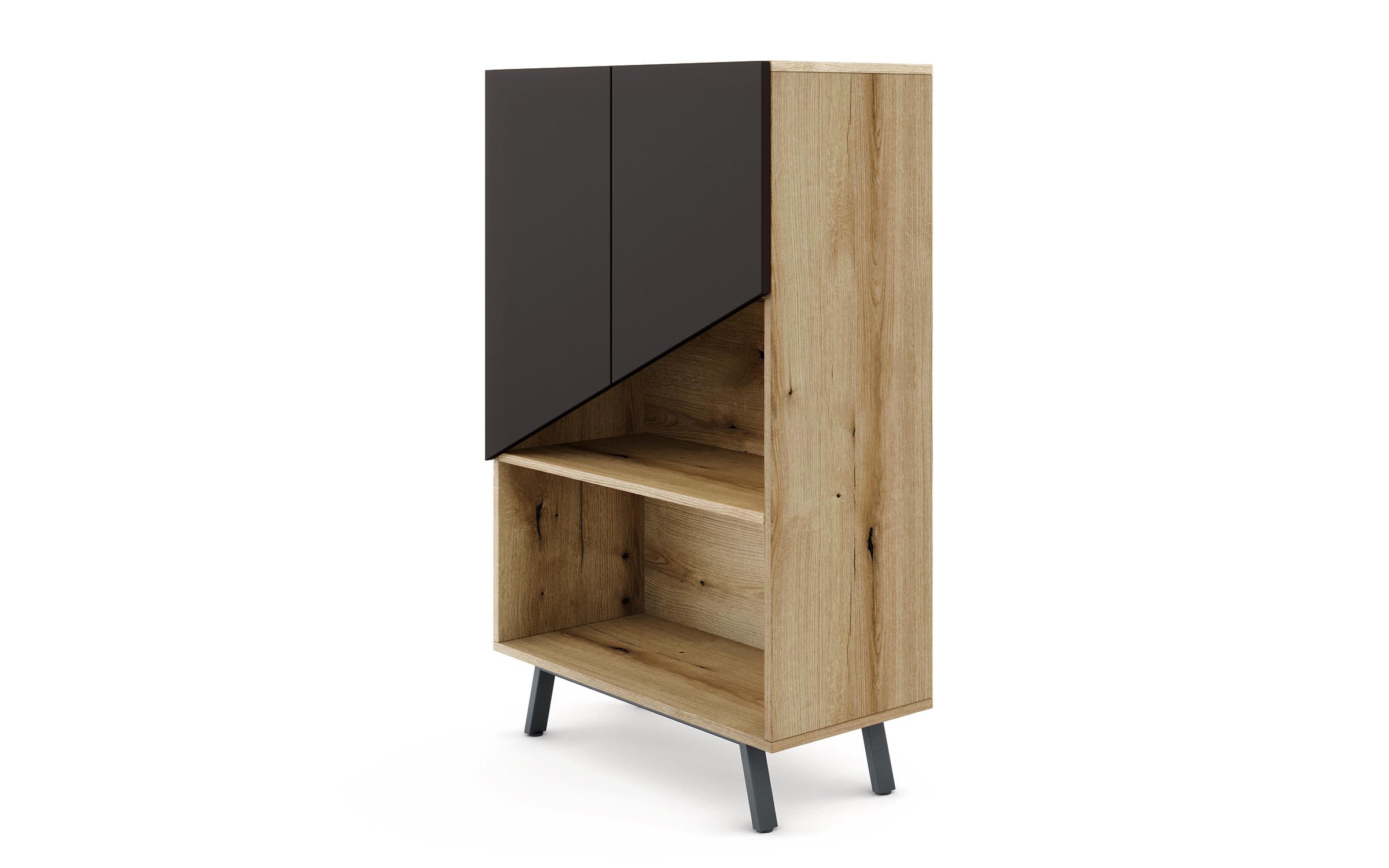 Dulap de birou Tiron, stejar evoc + garfit  2