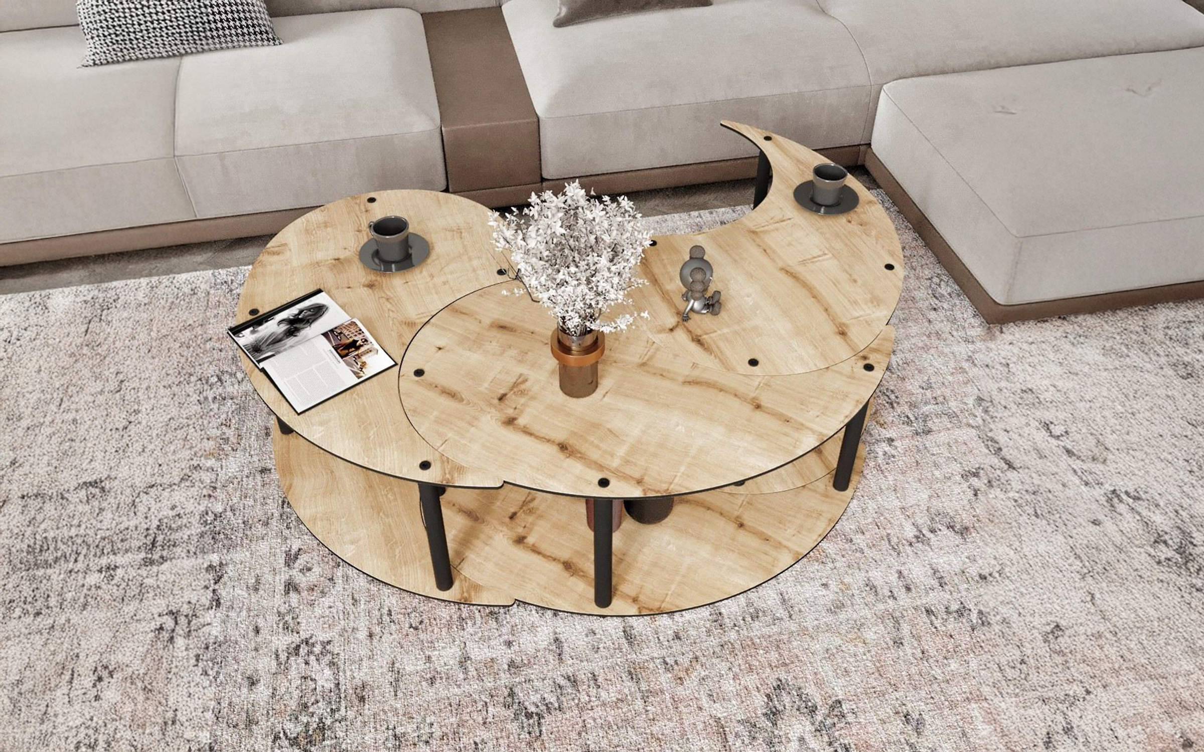 Set masute de cafea Kalora, stejar  3