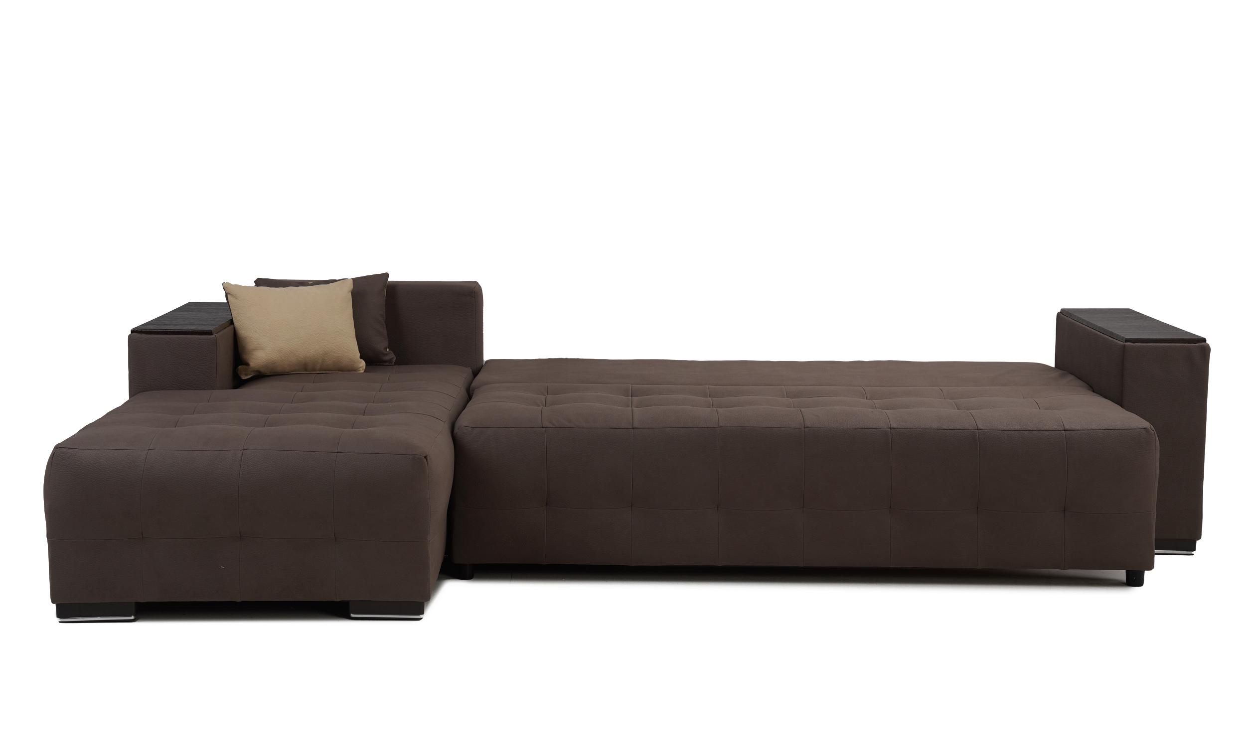 Coltar extensibil Melvin cu brat mini etajera, maro + bej  5