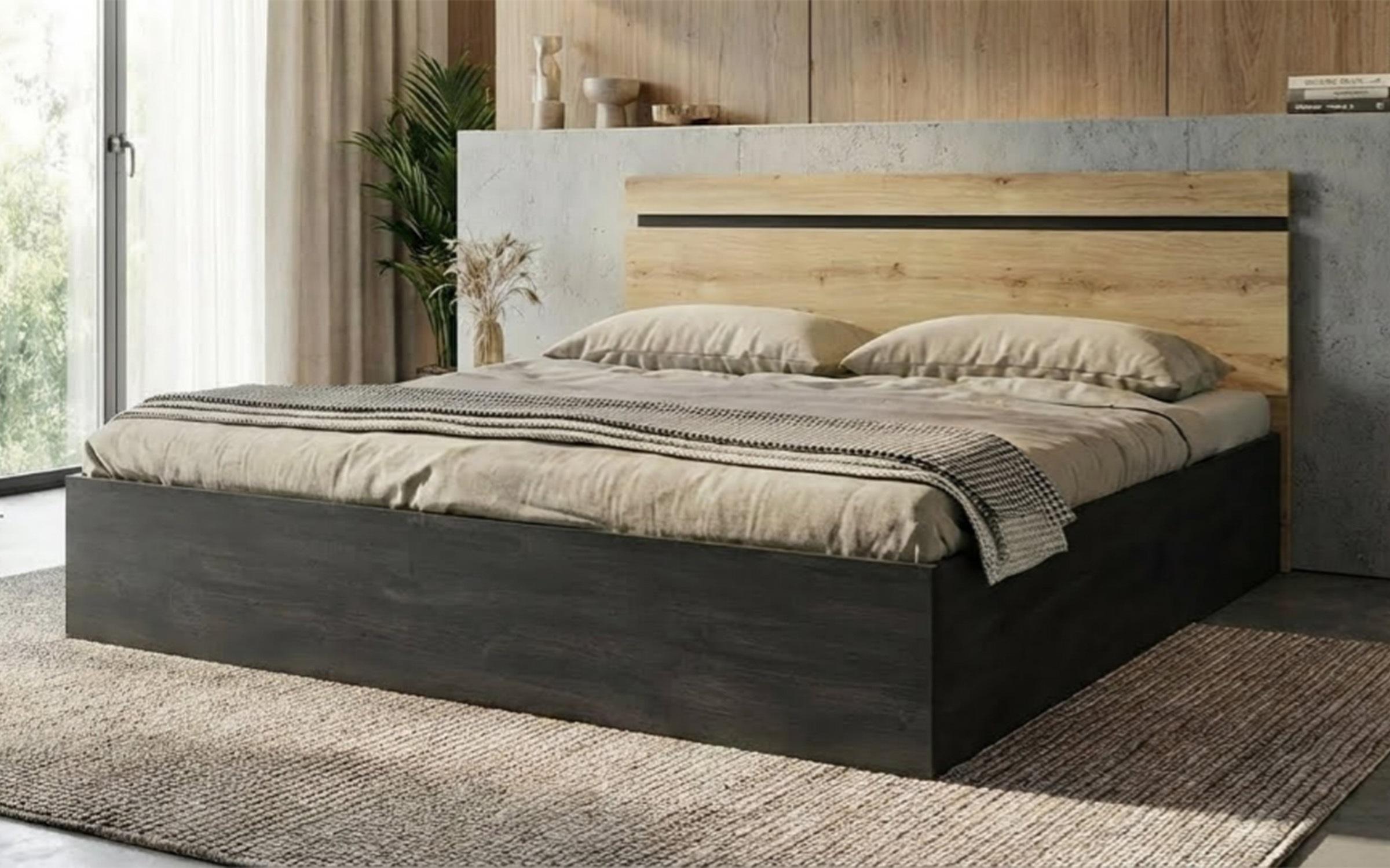 Pat dublu 160/200 Naxos, stejar evoc + Magma  1