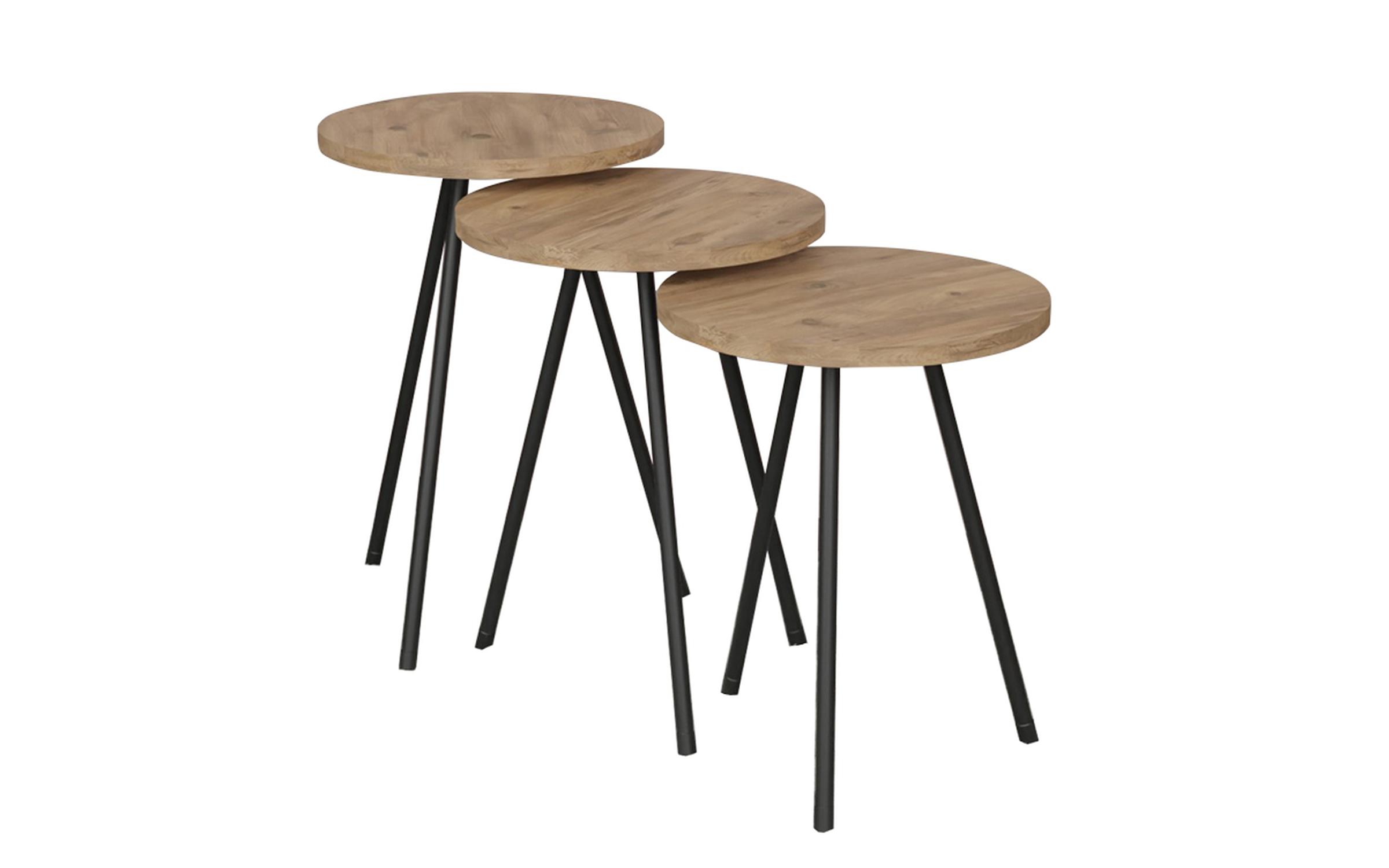 Set masute de cafea Sebko, stejar + negru  2