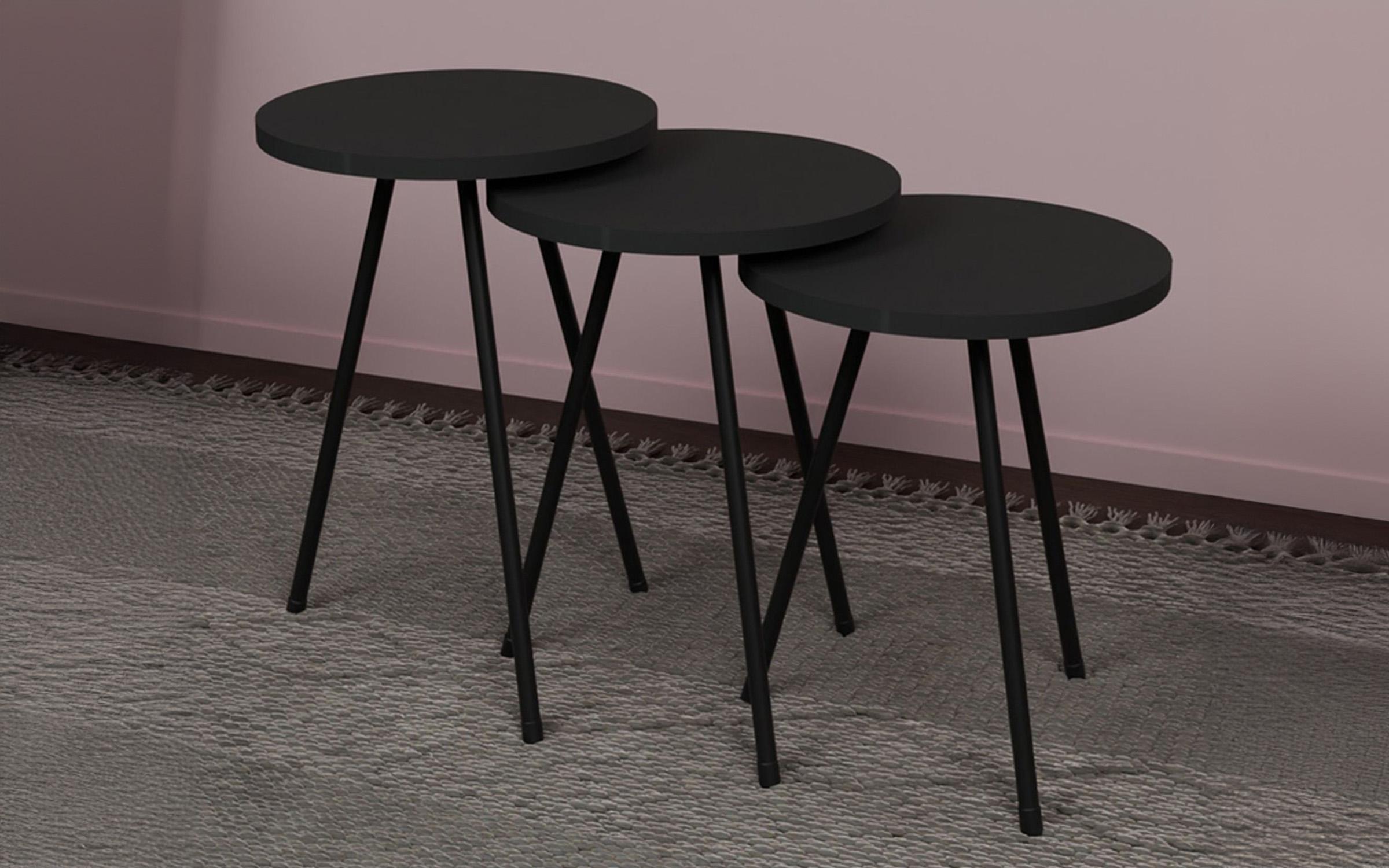 Set masute de cafea Sebko, antracit + negru  1