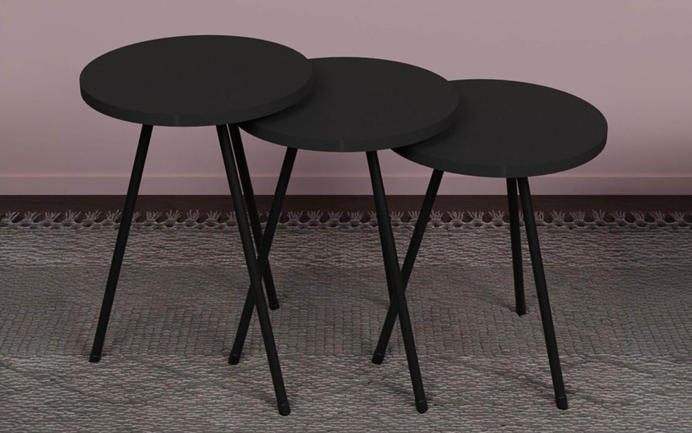 Set masute de cafea Sebko, antracit + negru  2