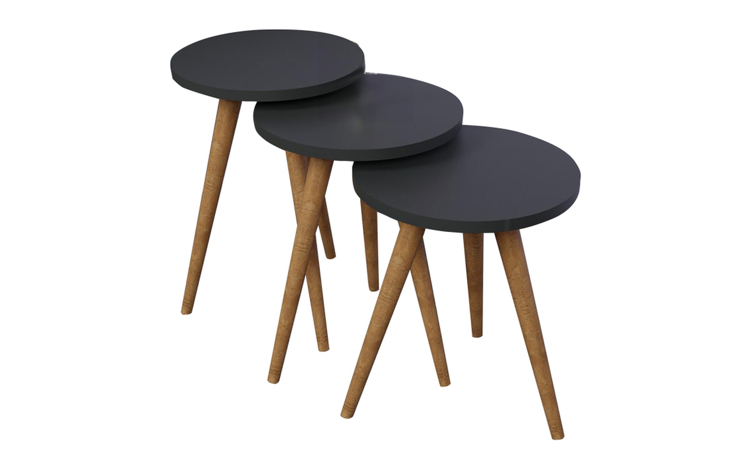 Set masute ajutatoare Perin, antracit + negru  2