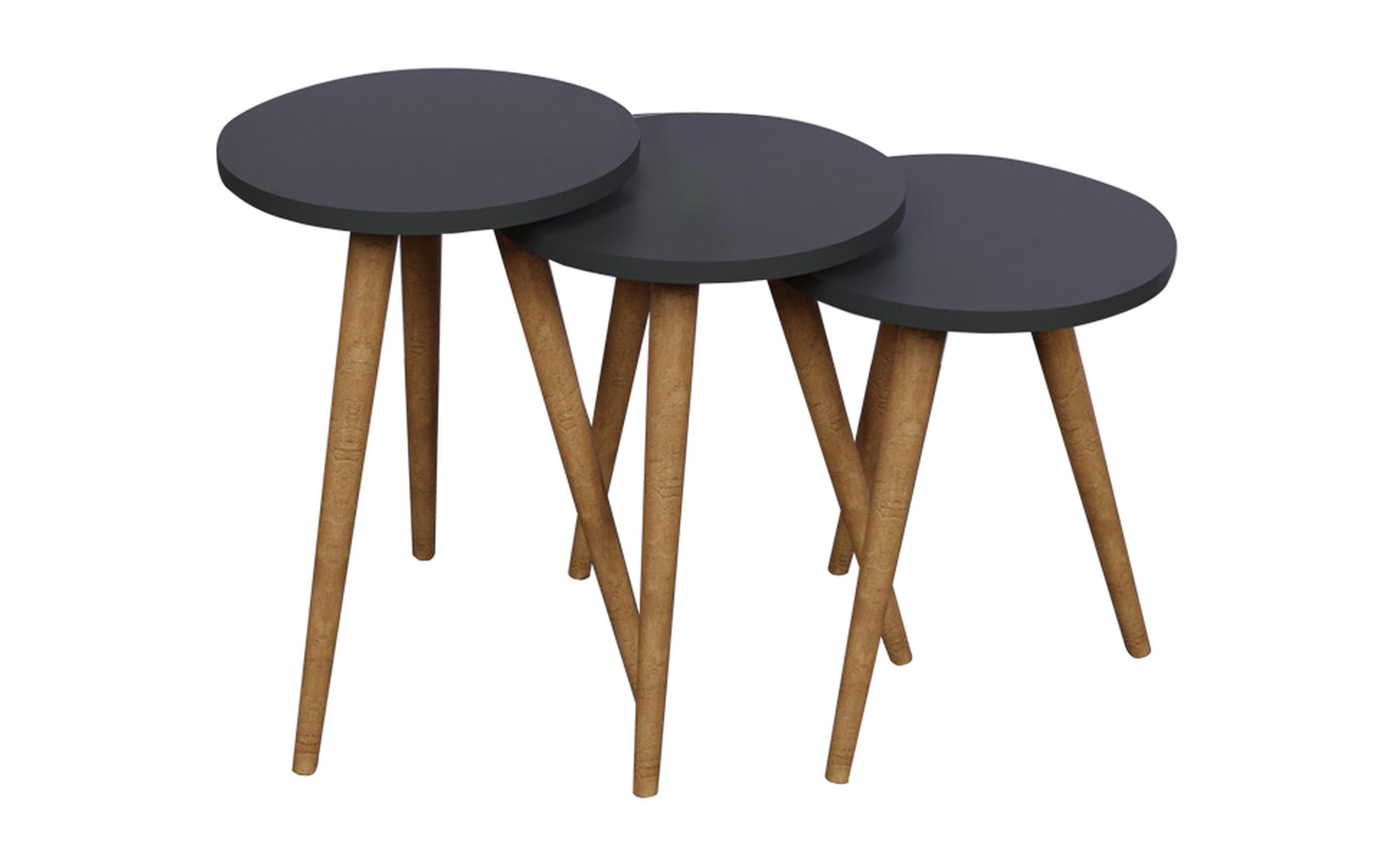 Set masute ajutatoare Perin, antracit + negru  3