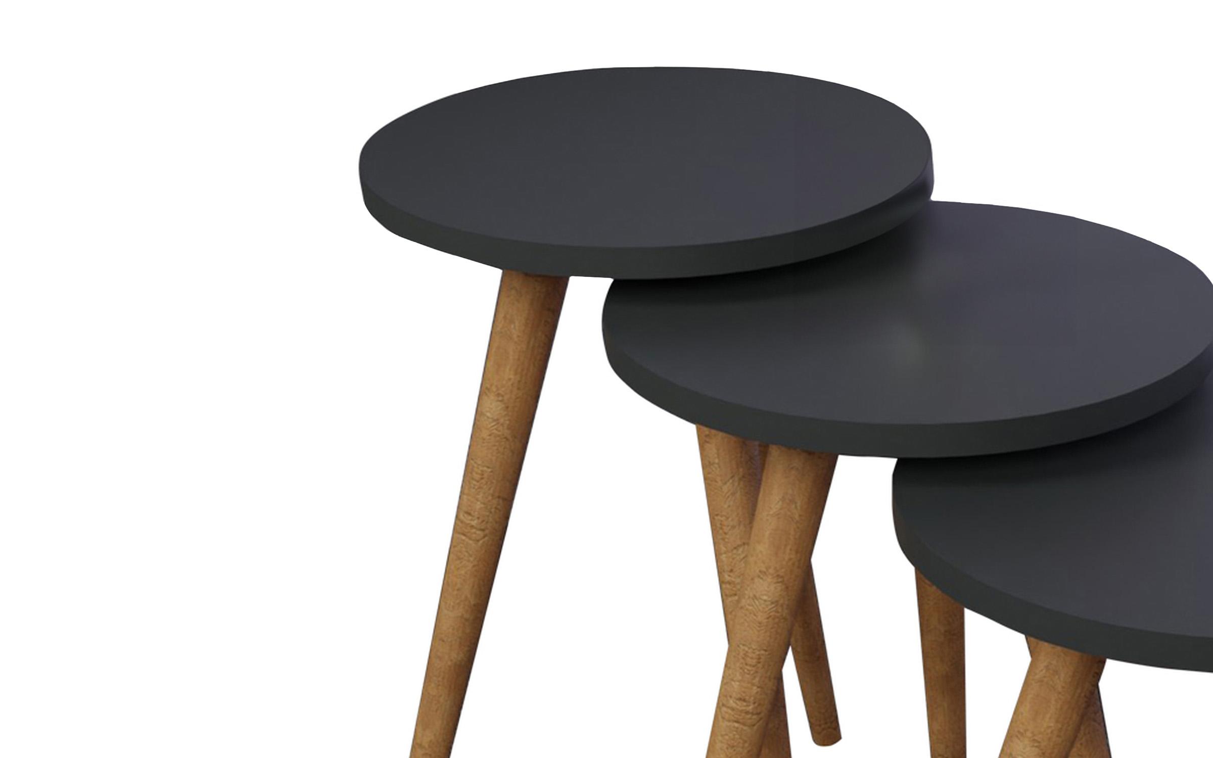 Set masute ajutatoare Perin, antracit + negru  4