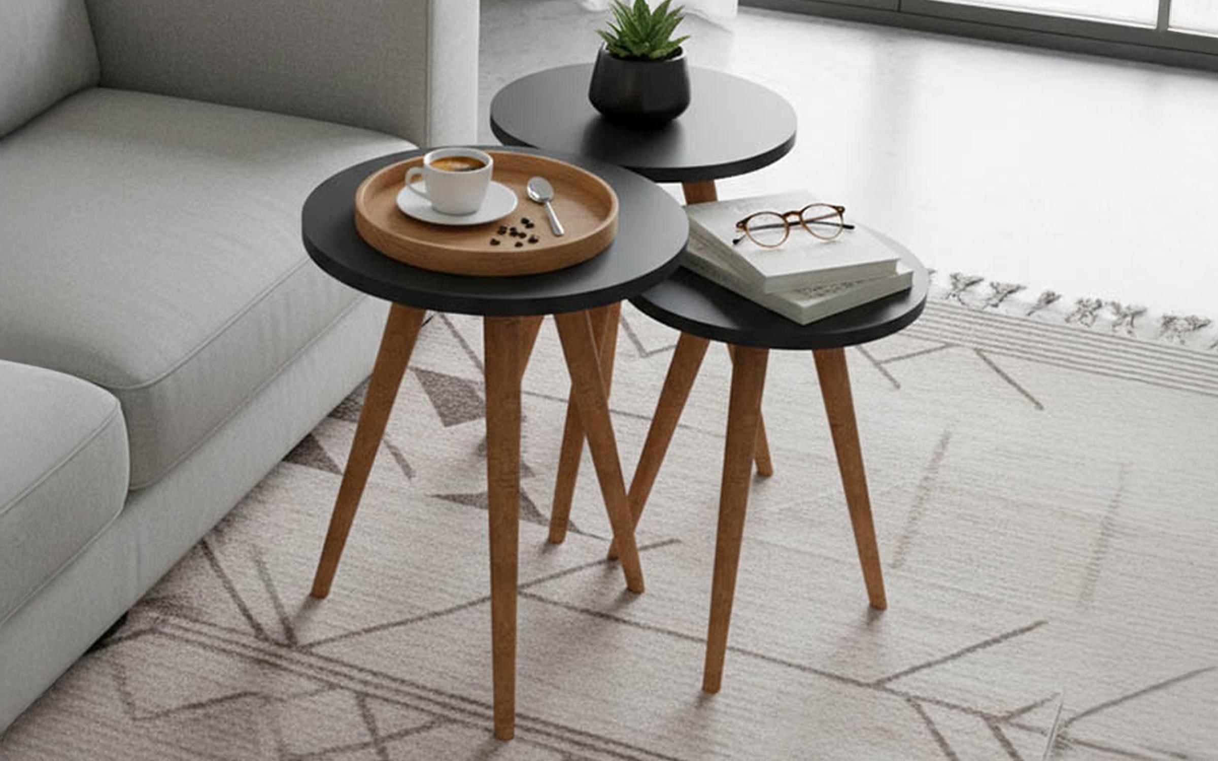 Set masute ajutatoare Perin, antracit + negru  1