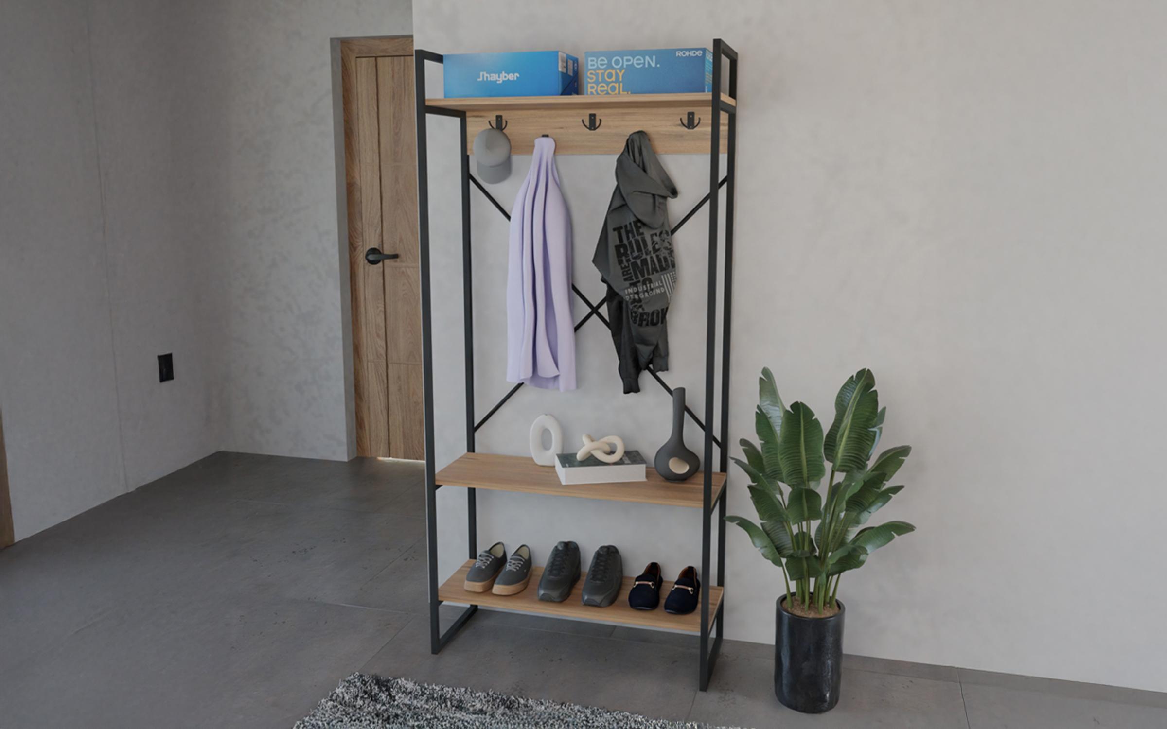 Cuier Levento, stejar + negru  1