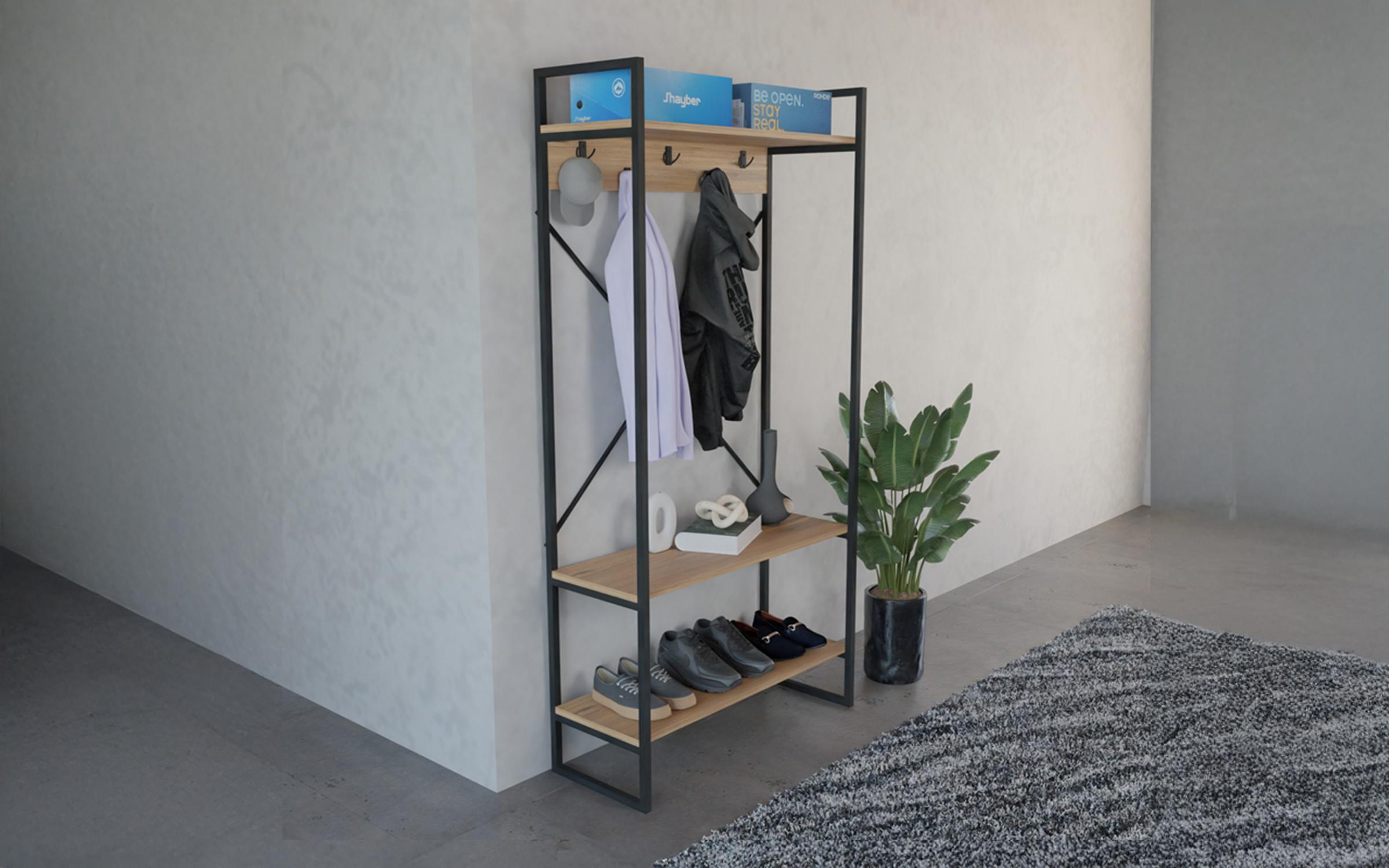 Cuier Levento, stejar + negru  2