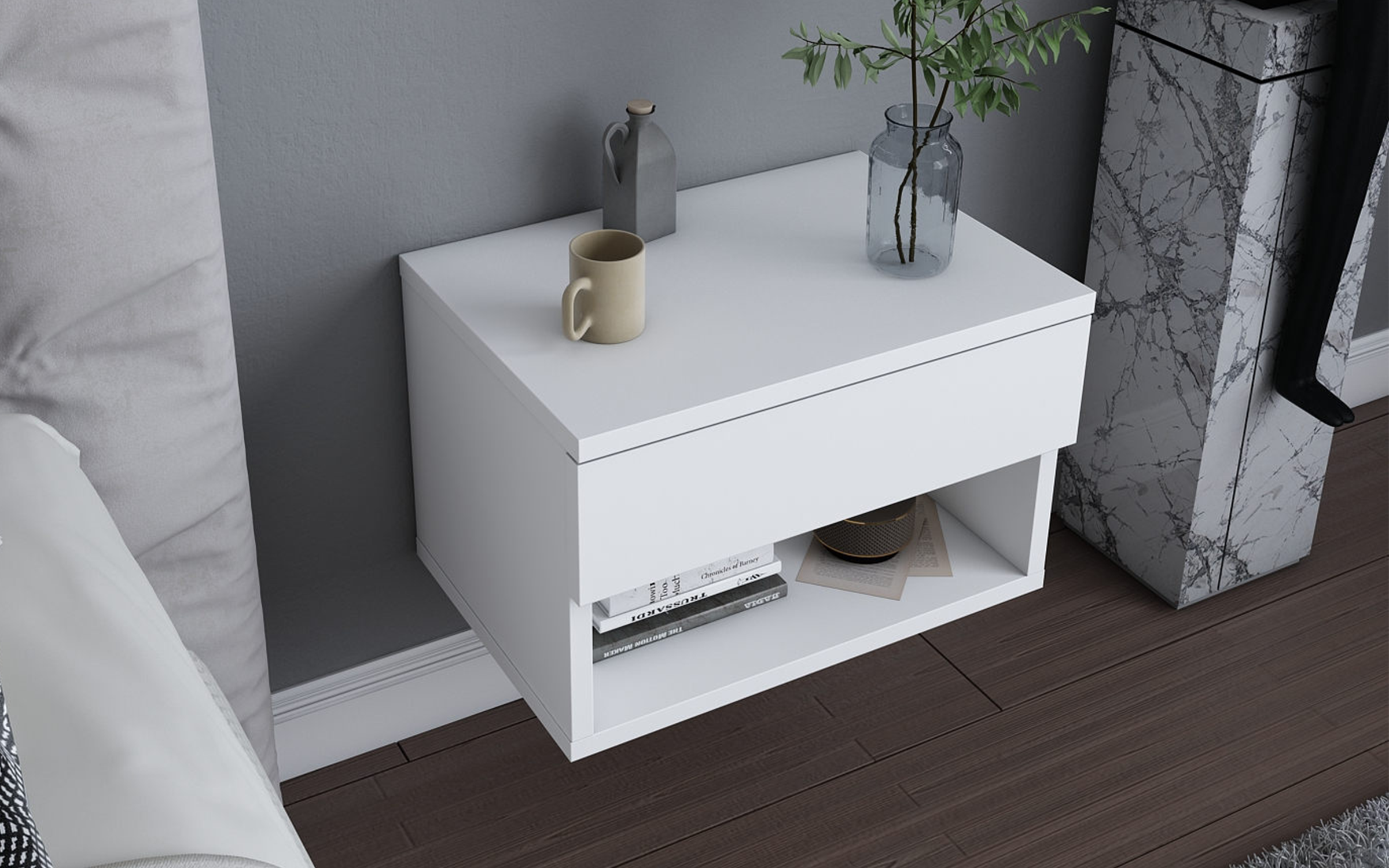 Noptiera Raven, alb  2