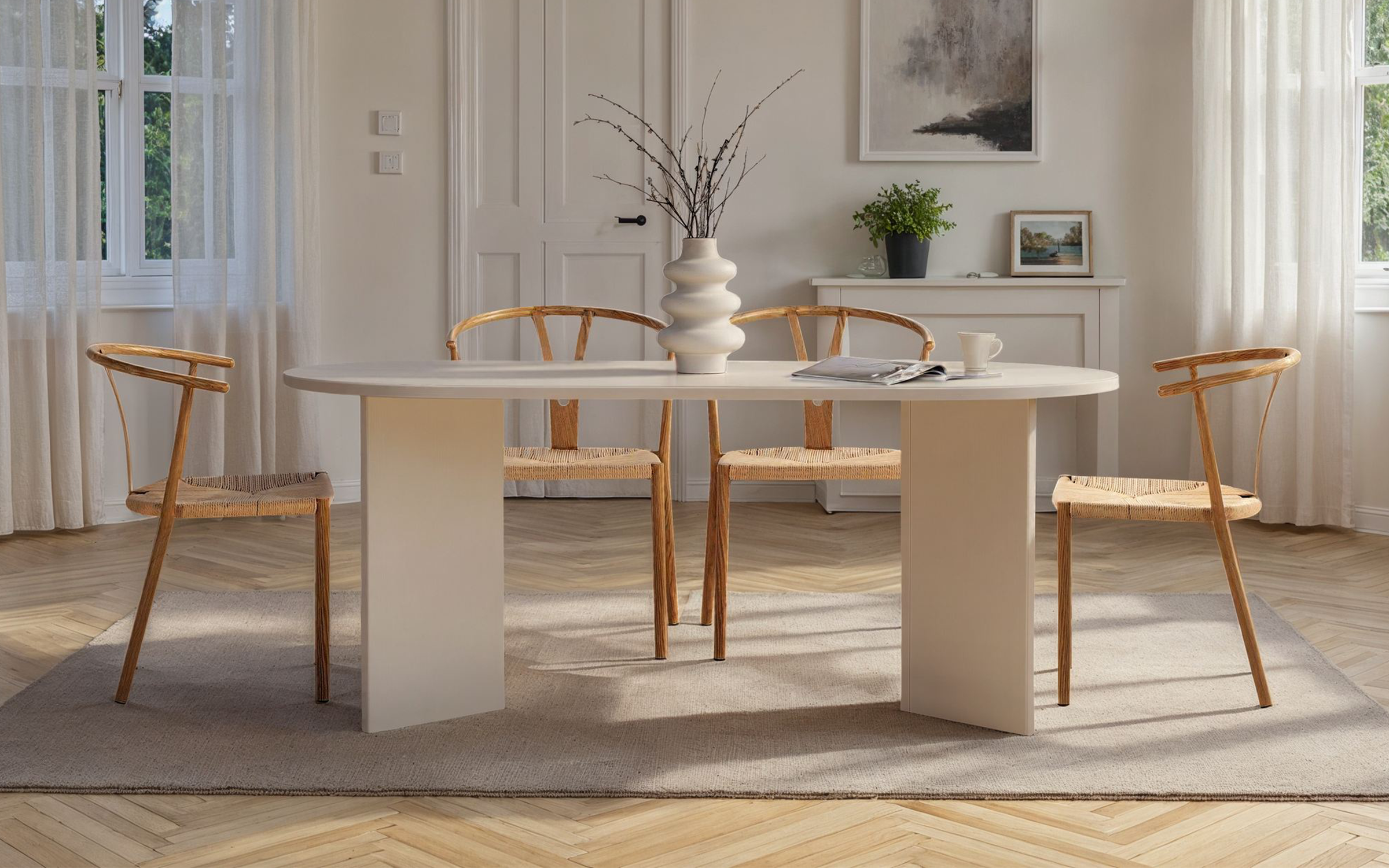 Masa dining Sablin, alb  3