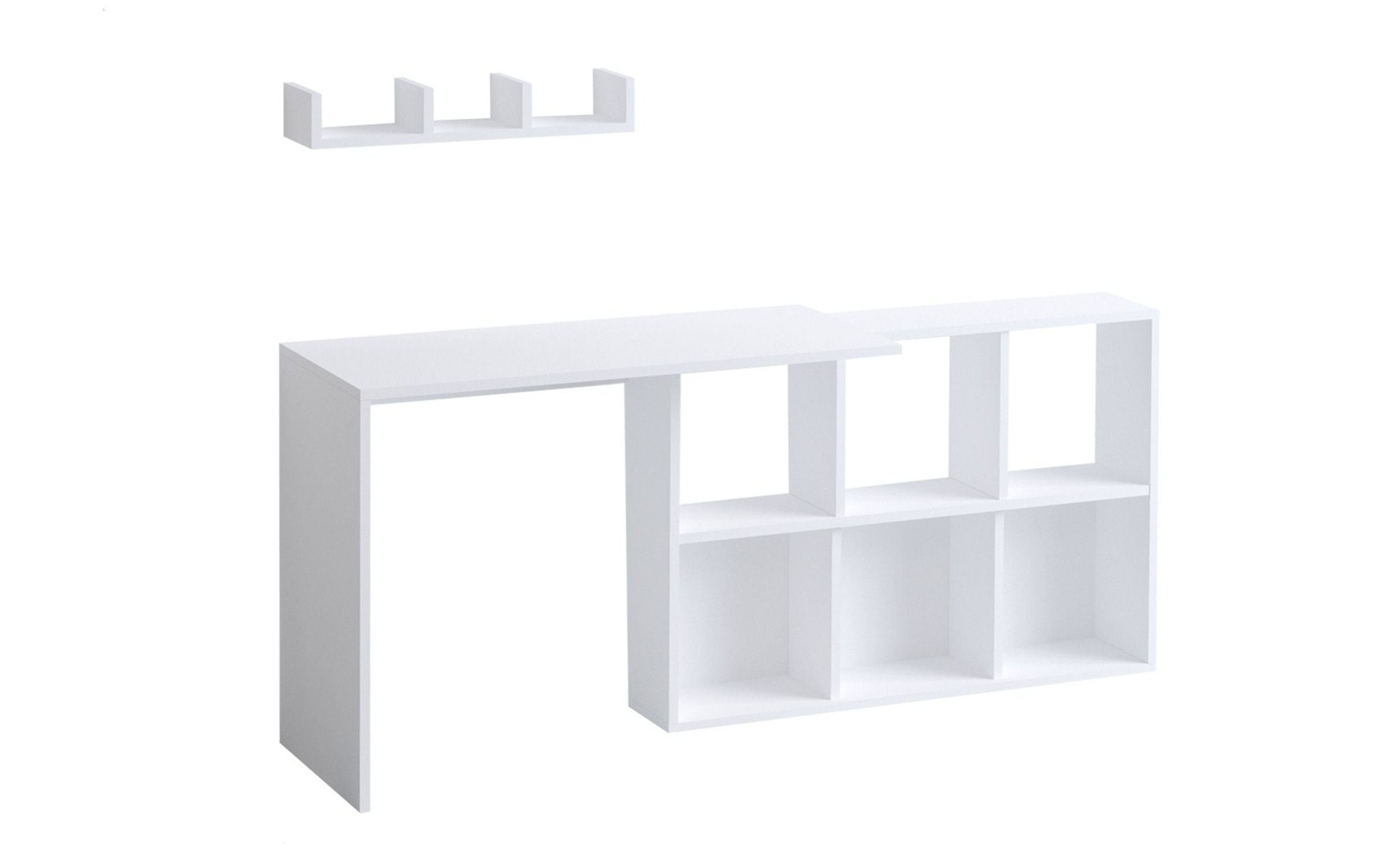 Birou cu etajera Jack, alb + stejar  4