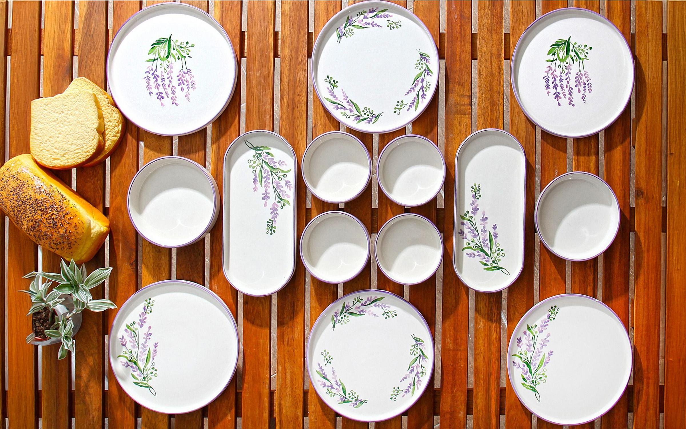 Serviciu de masa 14 piese Lavanta, multicolor  2